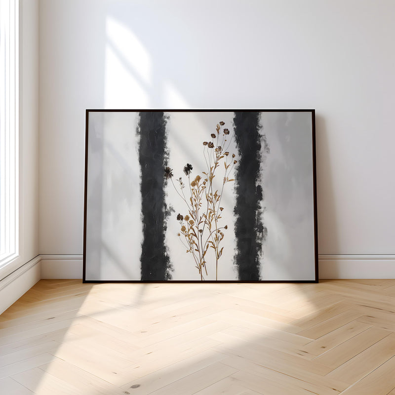 Moody Dried Wildflower Art – Dark Botanical Decor | Minimalist Floral Print