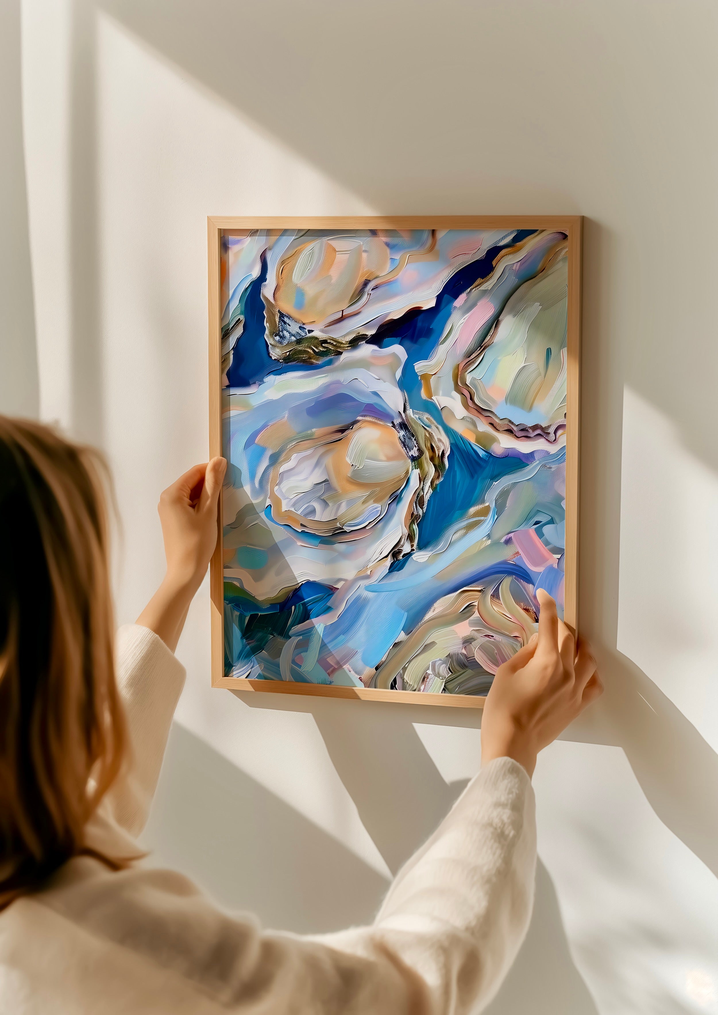 Oyster Delight: Vibrant Impasto Culinary Art | Modern Coastal & Kitchen Wall Decor