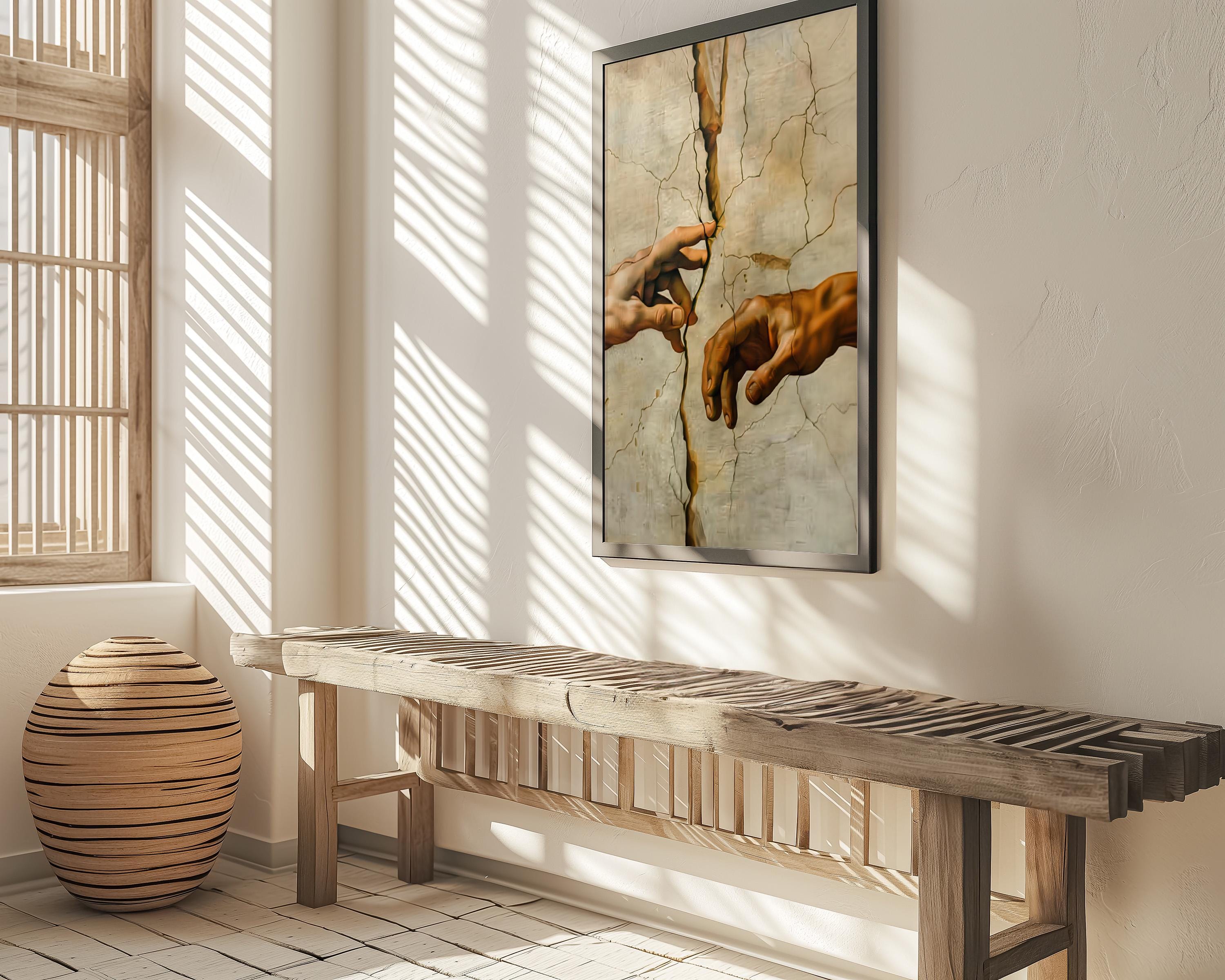 The Divide: A Modern 'Creation of Adam' | Cinematic Reaching Hands Canvas Art
