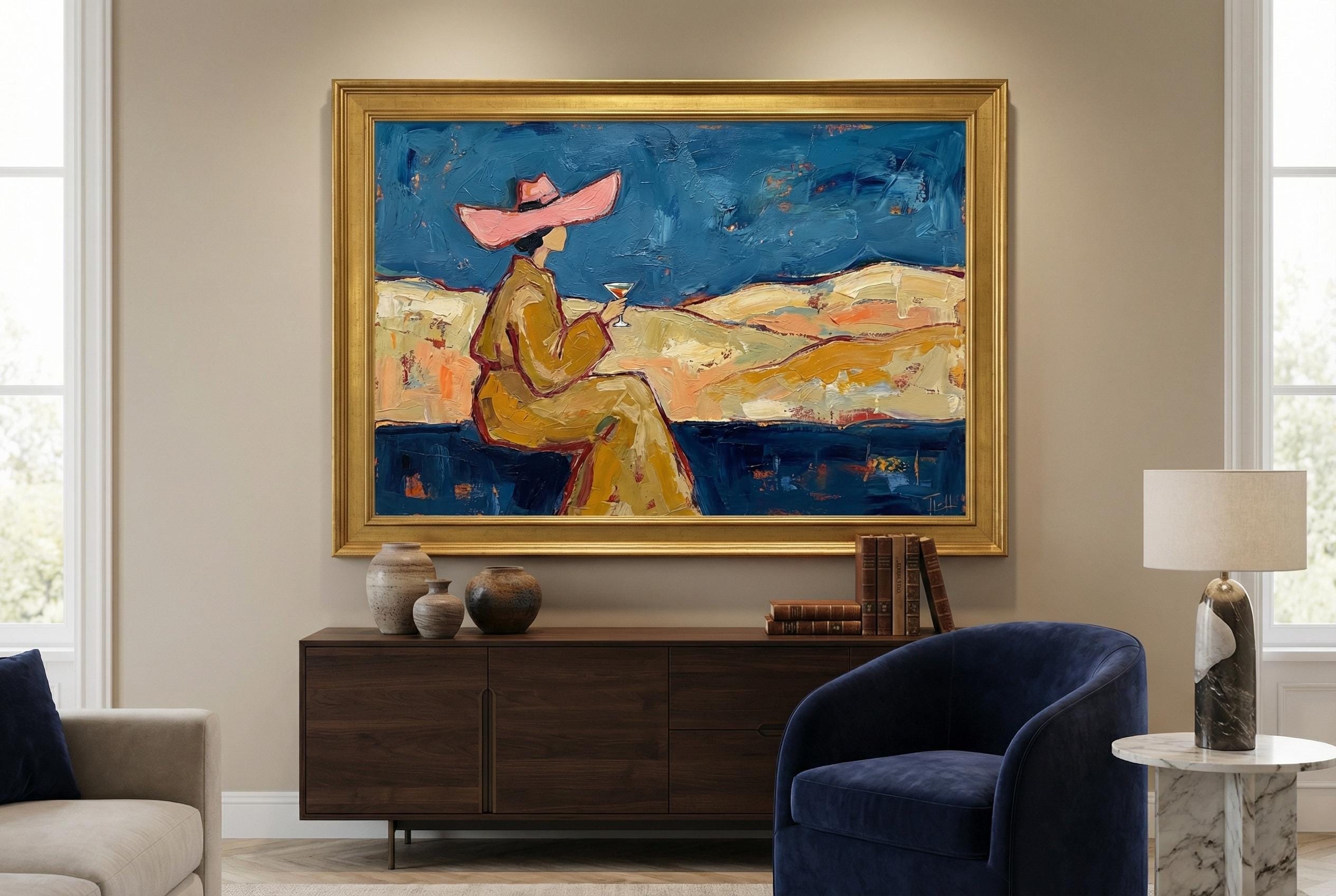 Pink Cowgirl Wall Art Print - Abstract Drink Design