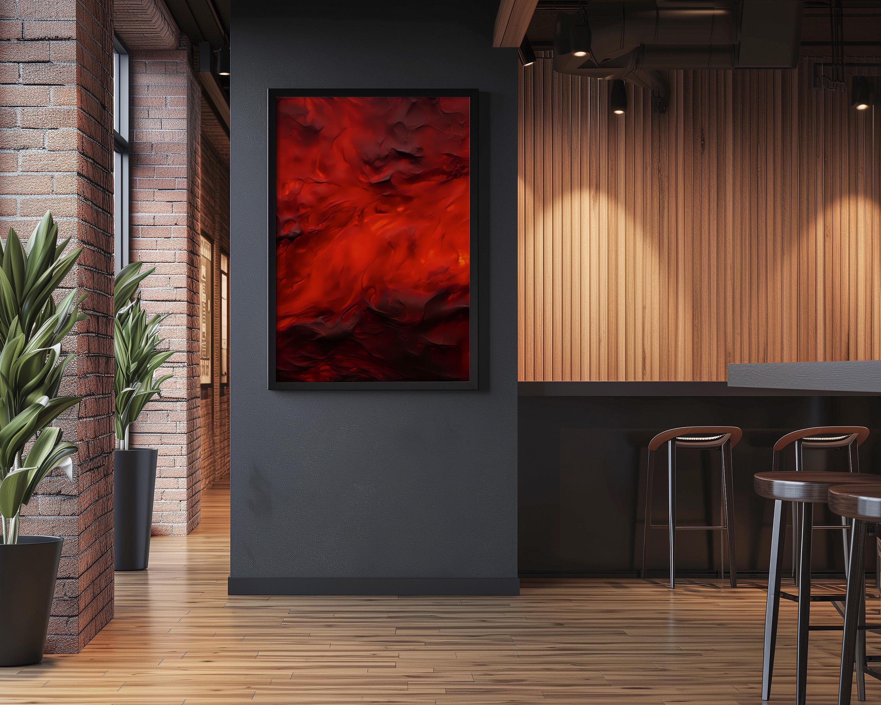 Fiery Essence: Red & Orange Abstract Art | Vibrant, Energetic Wall Decor