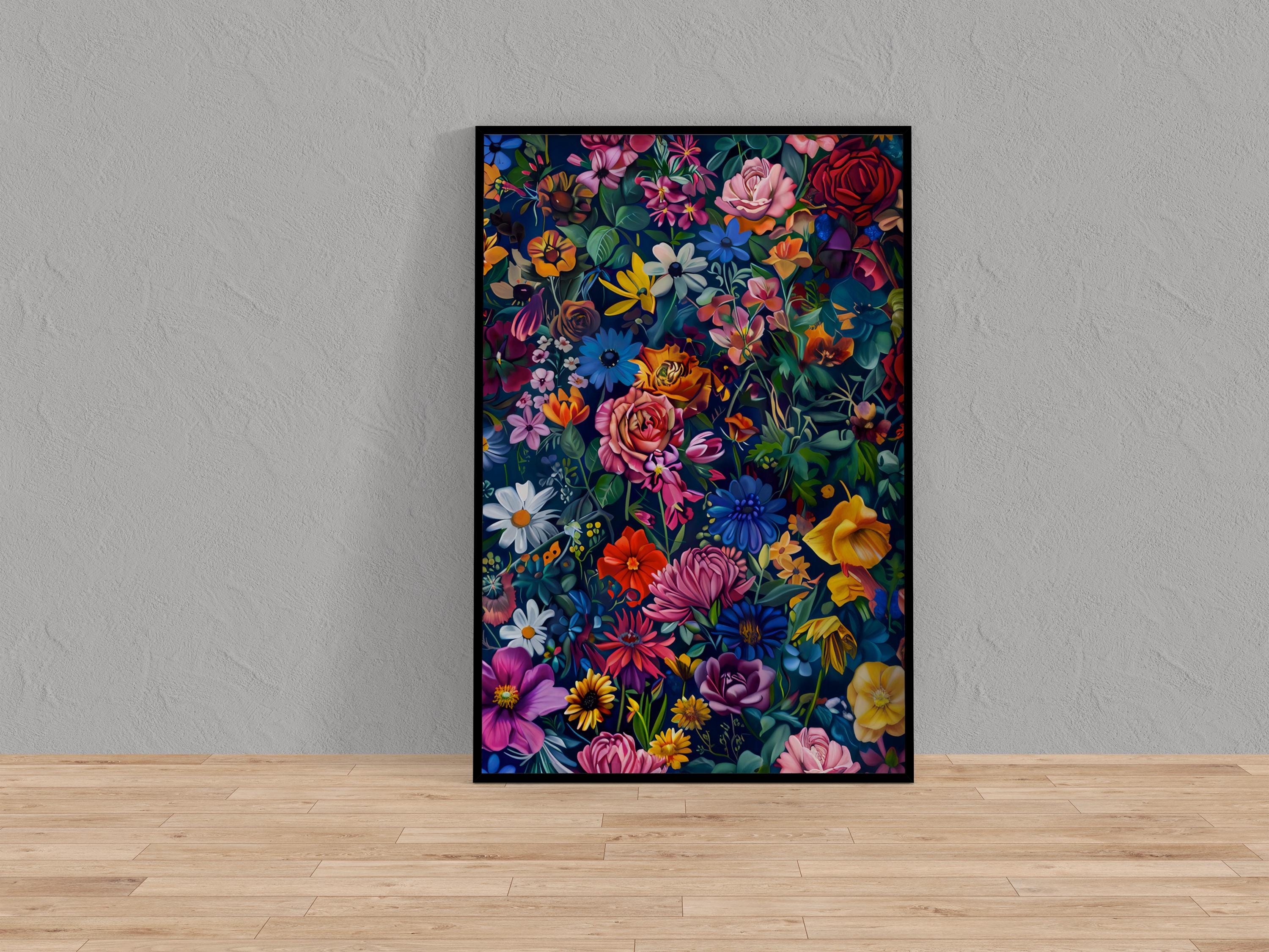 Vibrant Floral Bouquet Canvas Art | Elegant Botanical Still Life Wall Decor