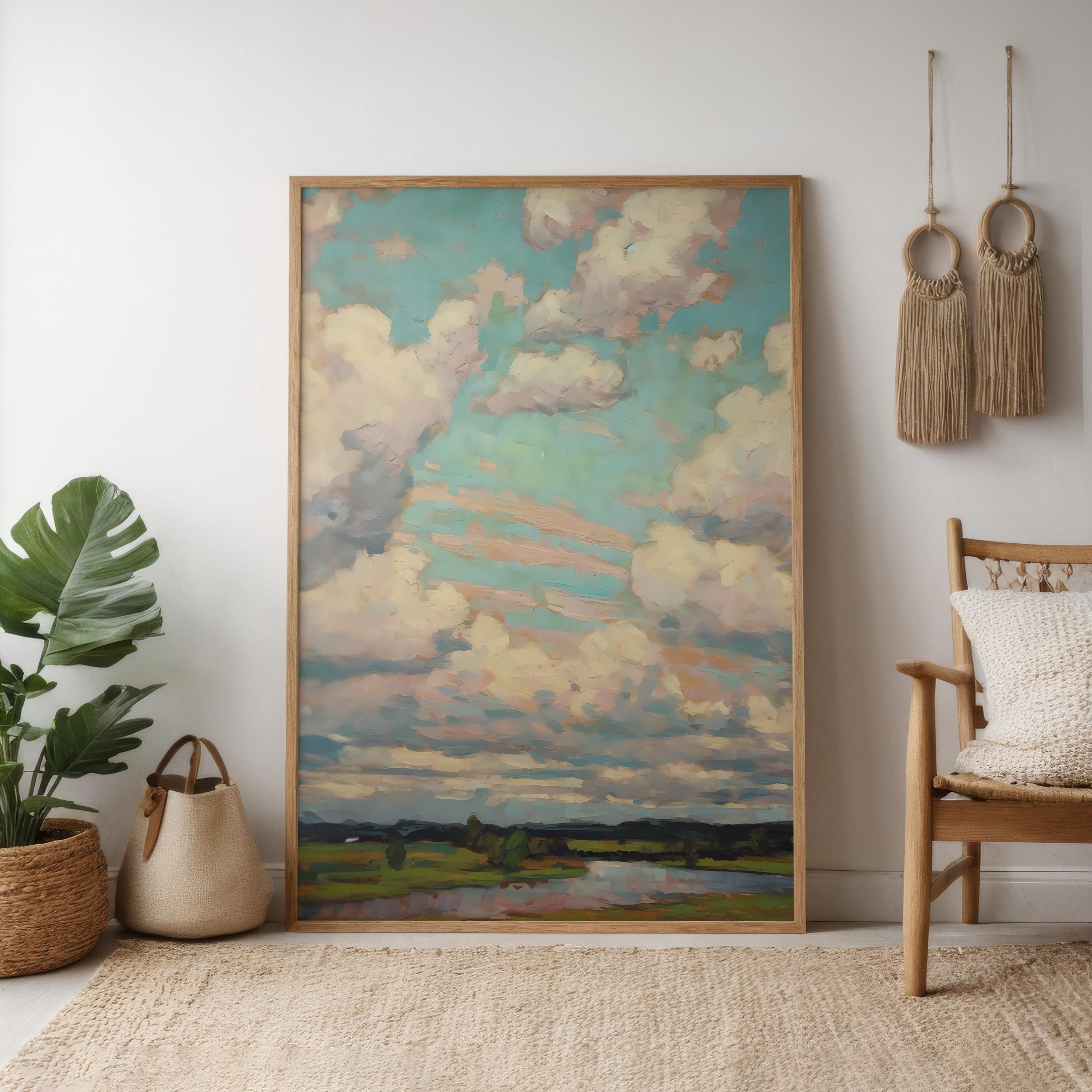 Impressionist Colorful Clouds Print - Soft Colors, Matte Finish