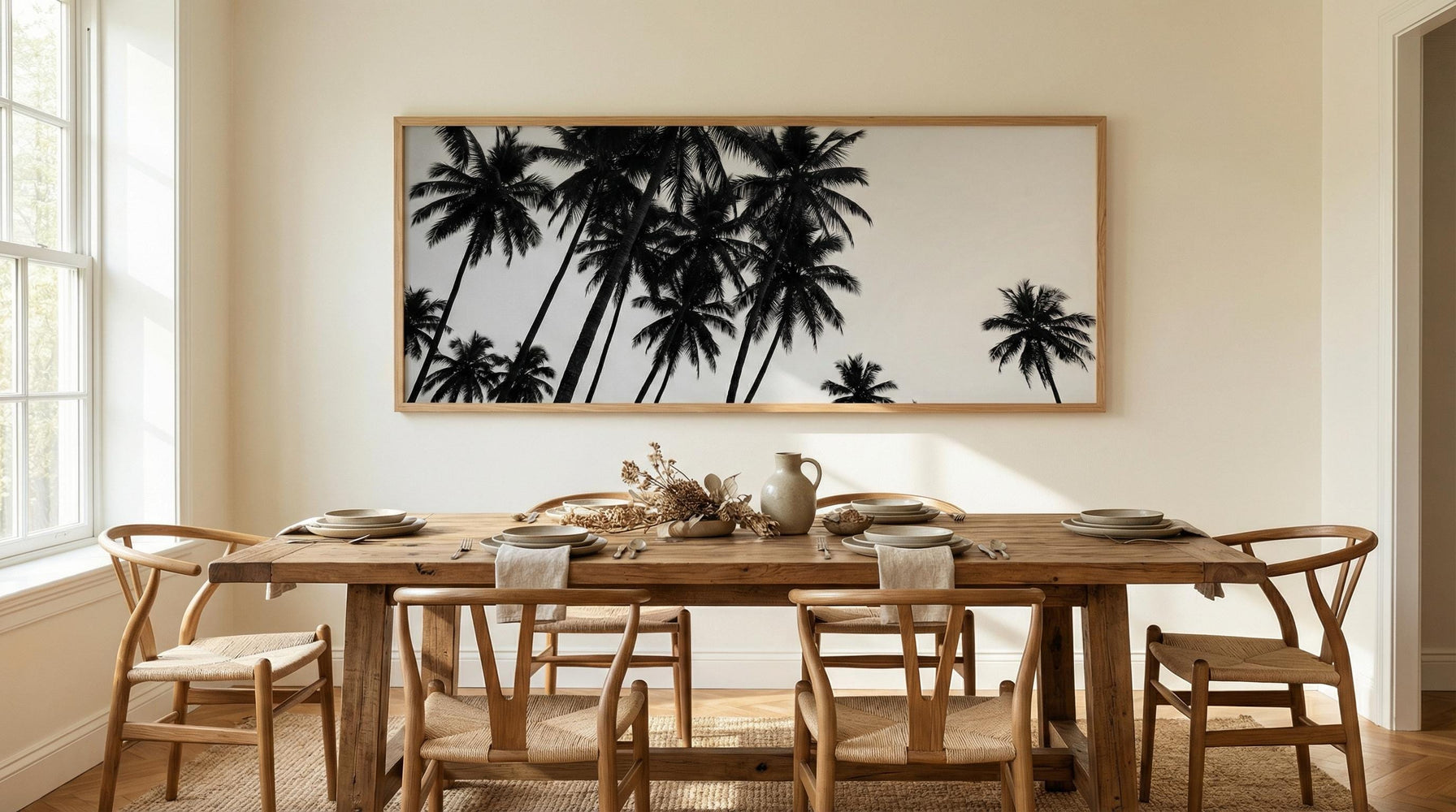 California Palm Trees Wall Art - Minimalist Black and White Print