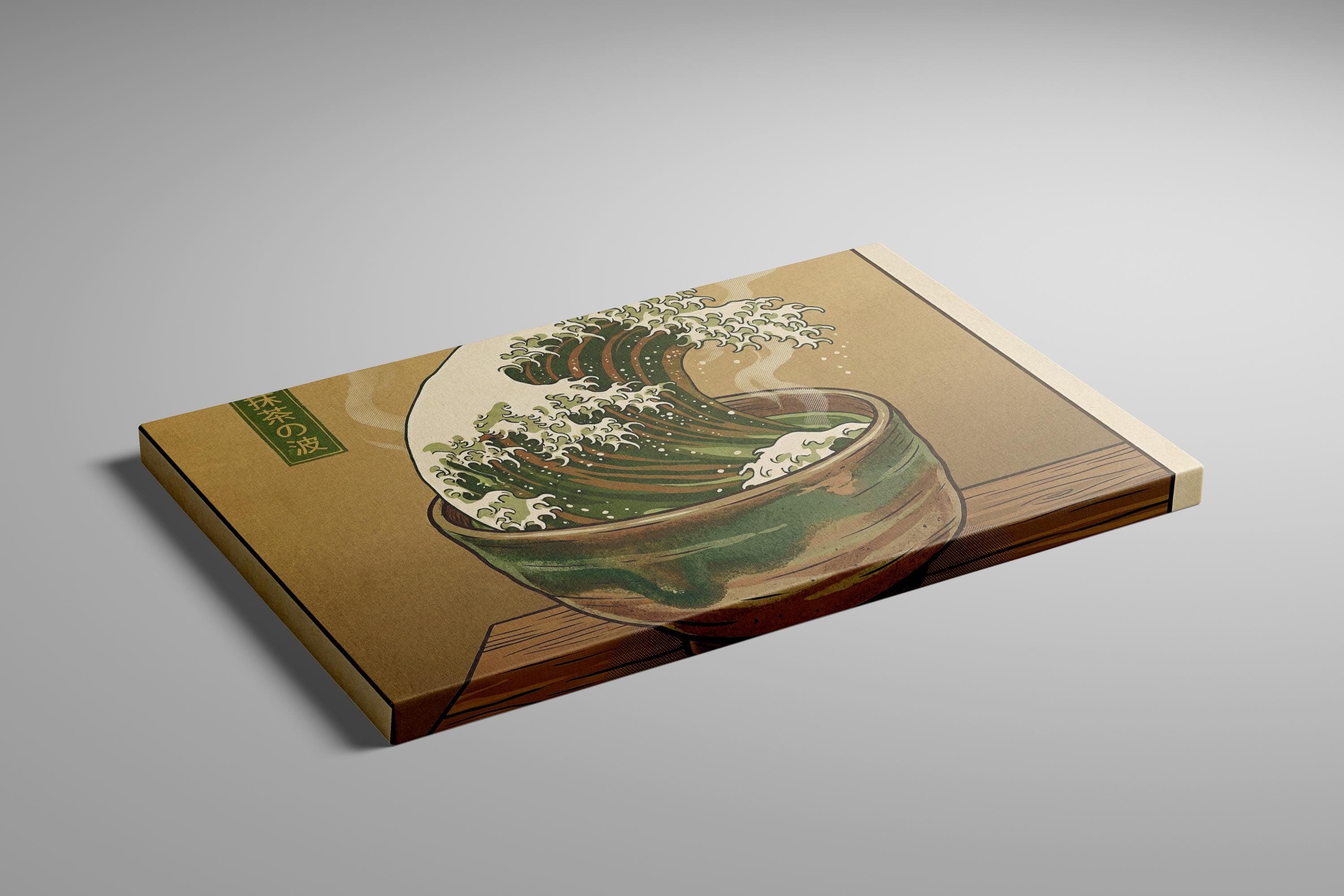 Great Wave Tea Cup Art - Surreal Matcha Print in Sea Foam Green