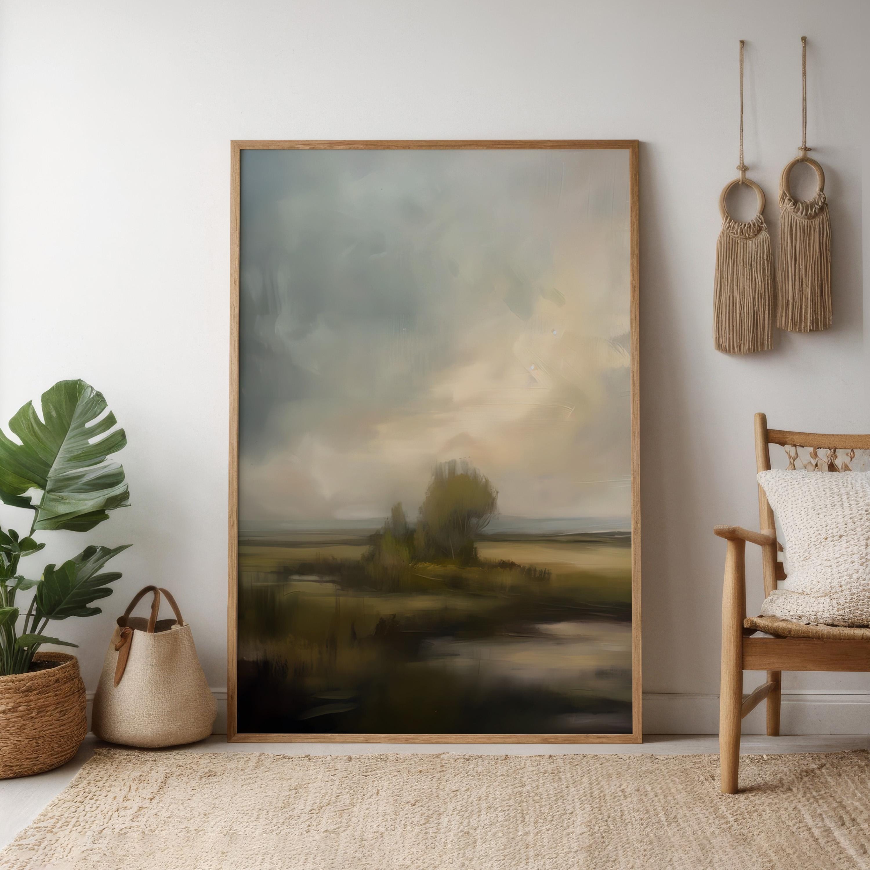 Moody Vintage Landscape Print: Rustic Countryside Art (Canvas or Framed)