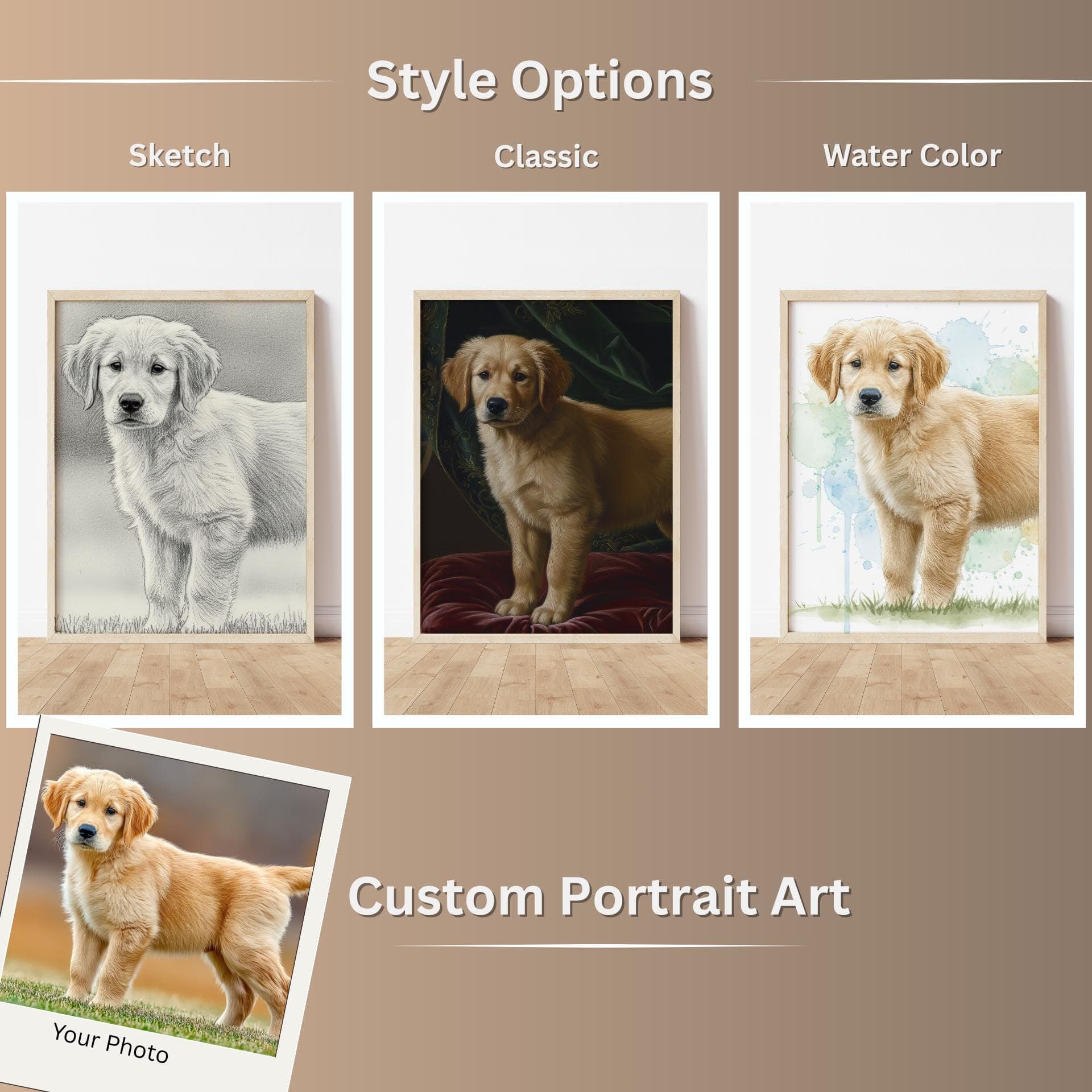 Personalized Dog Portrait - Watercolor, Oil Sketch, or Matte Paper Print