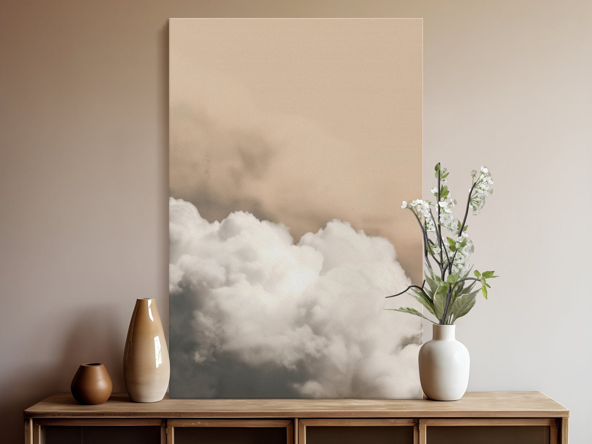 Minimalist Wall Art: Beige Clouds Abstract - Soft, Serene Decor