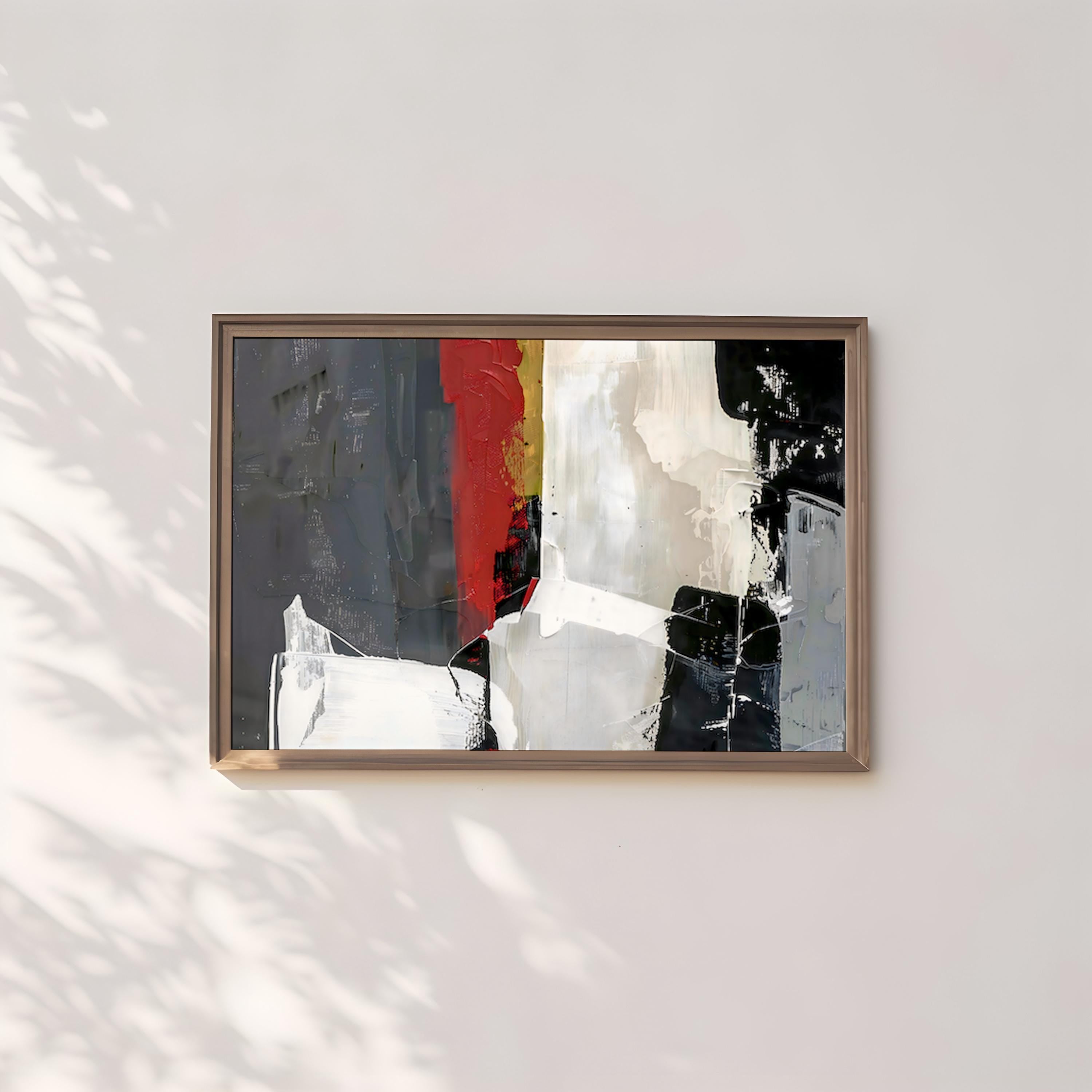 The Labyrinth: Red, Black & White Abstract Expressionist Art | Dynamic & Modern Wall Decor