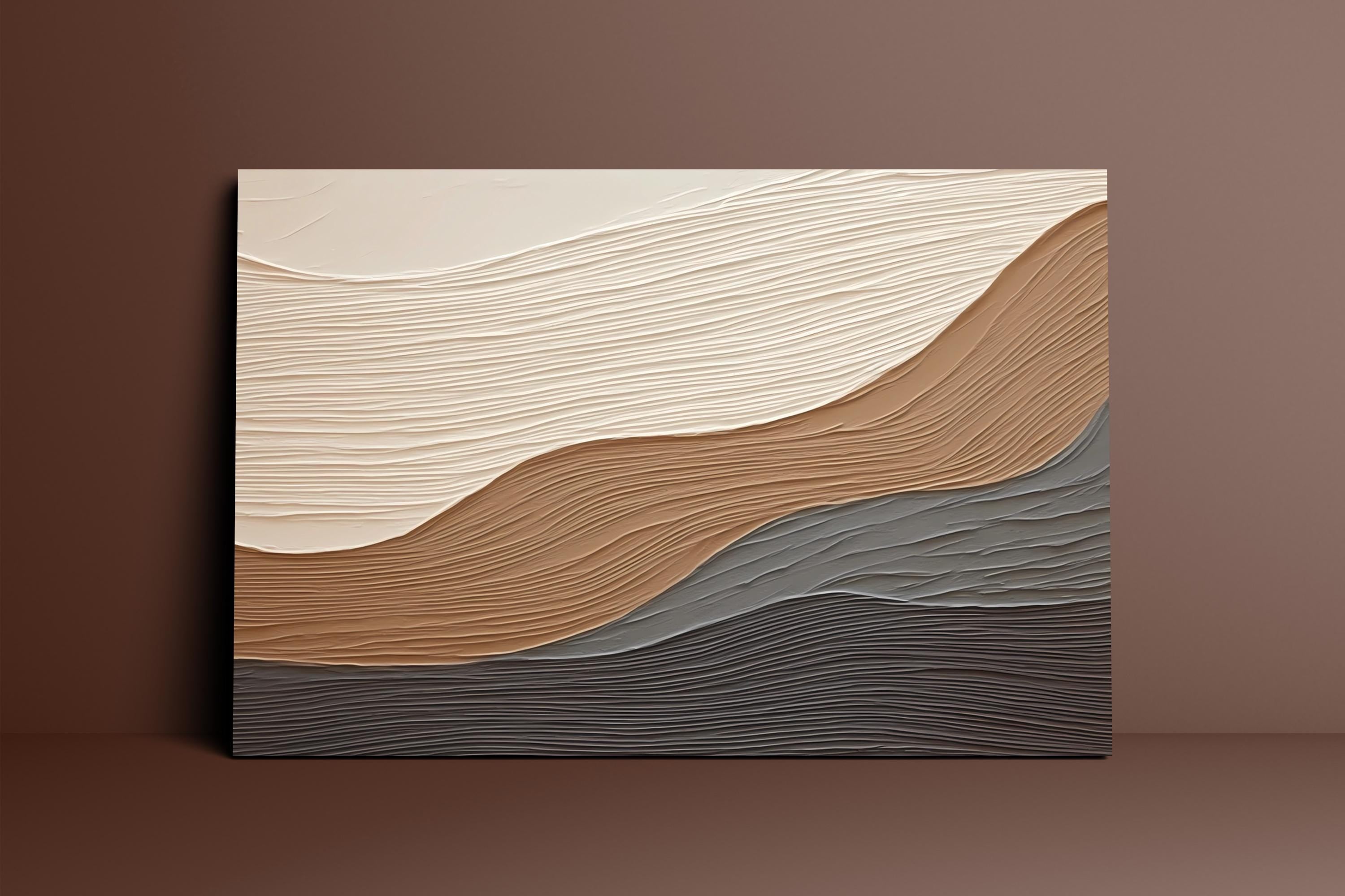 Earthen Waves: Minimalist Ocean Art Print | Framed Earth-Tone Wall Decor