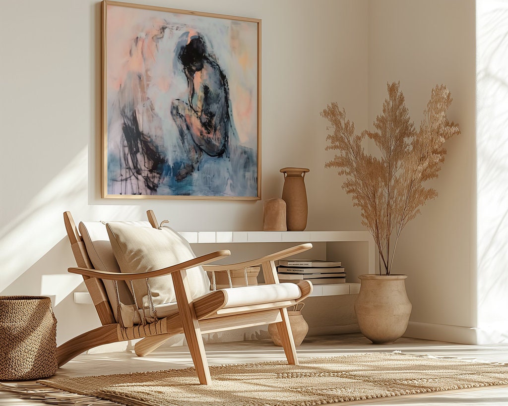 The Interior: Contemplative Woman Abstract Portrait | Serene & Introspective Wall Art