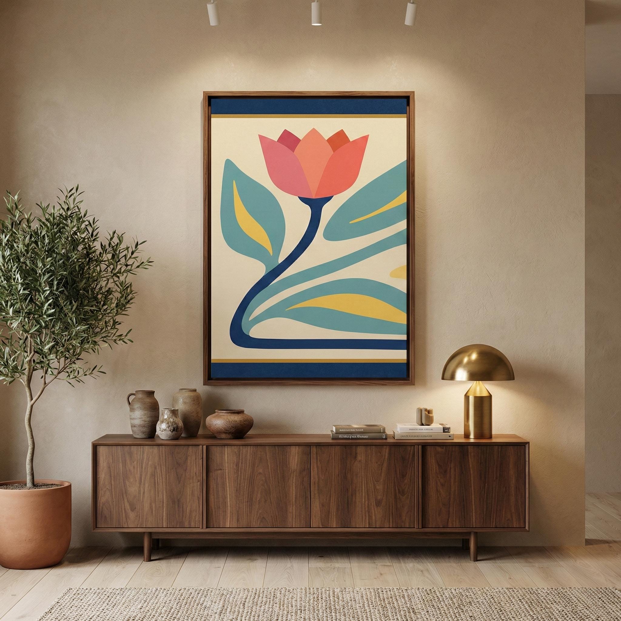 Tulip Wall Art: Danish Pastel Floral - Mid Century Modern Style