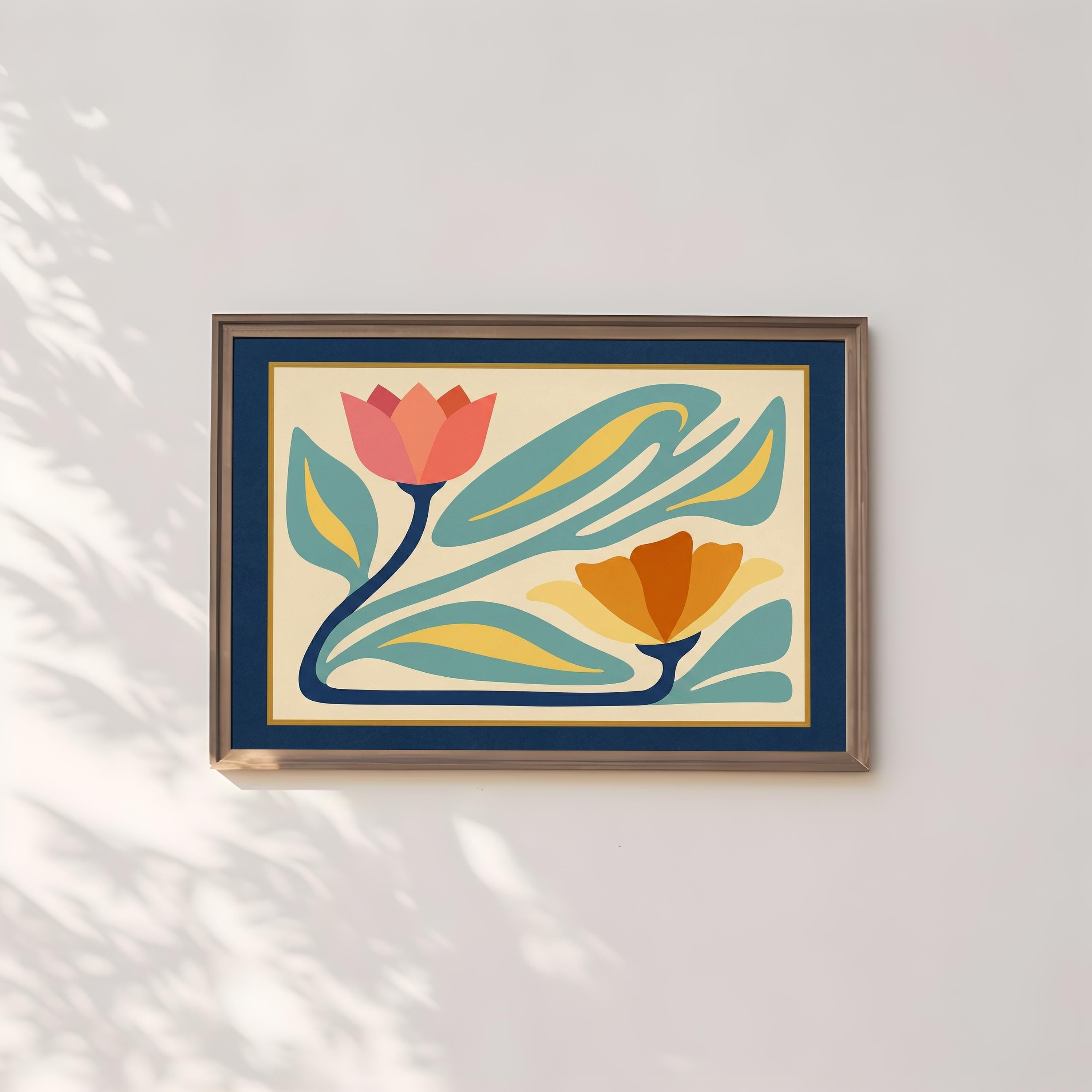 Tulip Wall Art: Danish Pastel Floral - Mid Century Modern Style