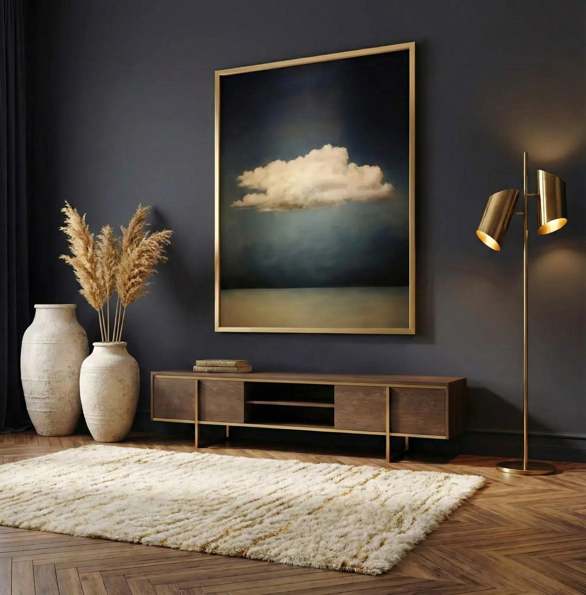 Moody Clouds Wall Art: Vintage Minimalist Print (Muted Palette)