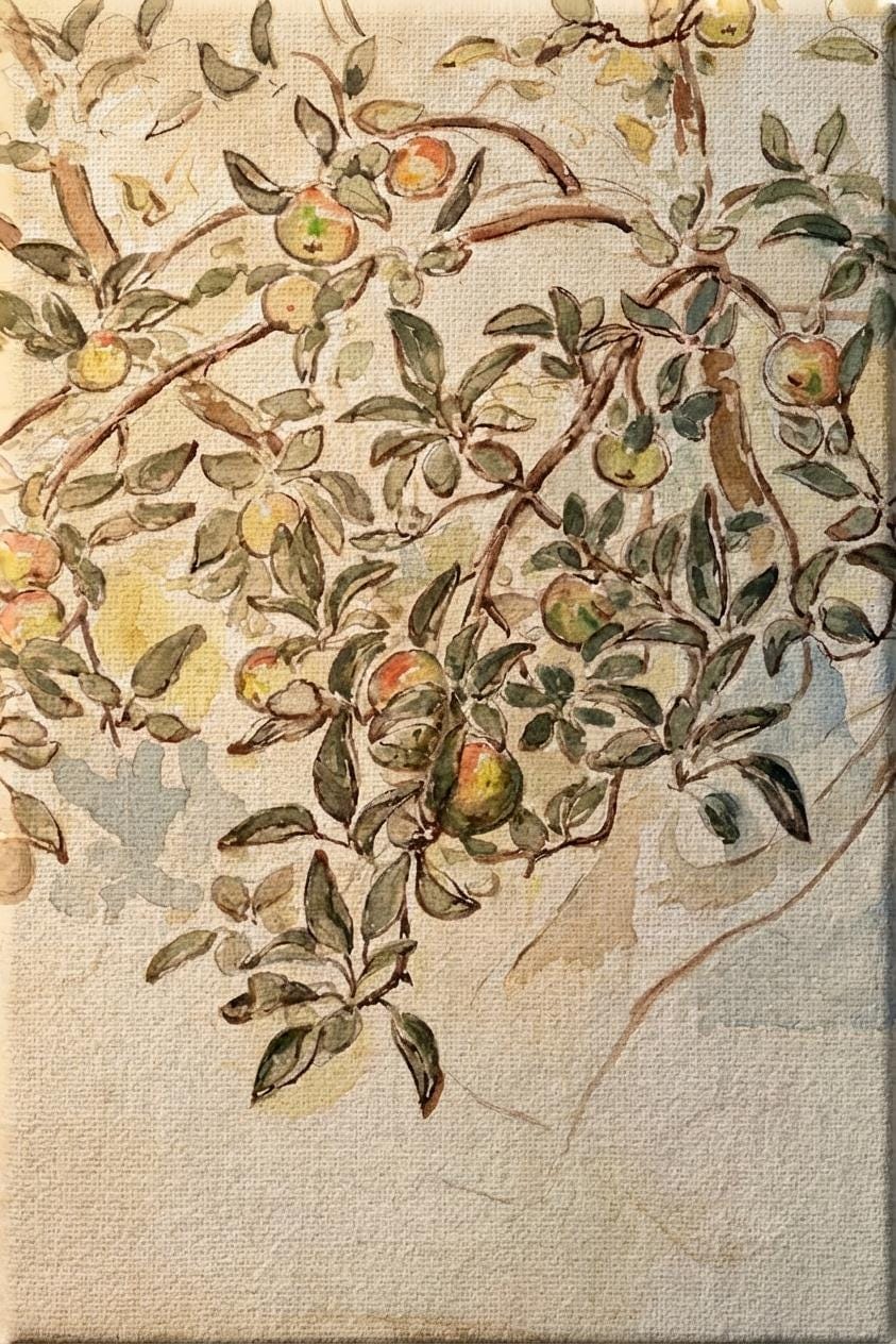 Vintage Apple Tree Print – Rustic Fruit Illustration | Botanical Wall Art