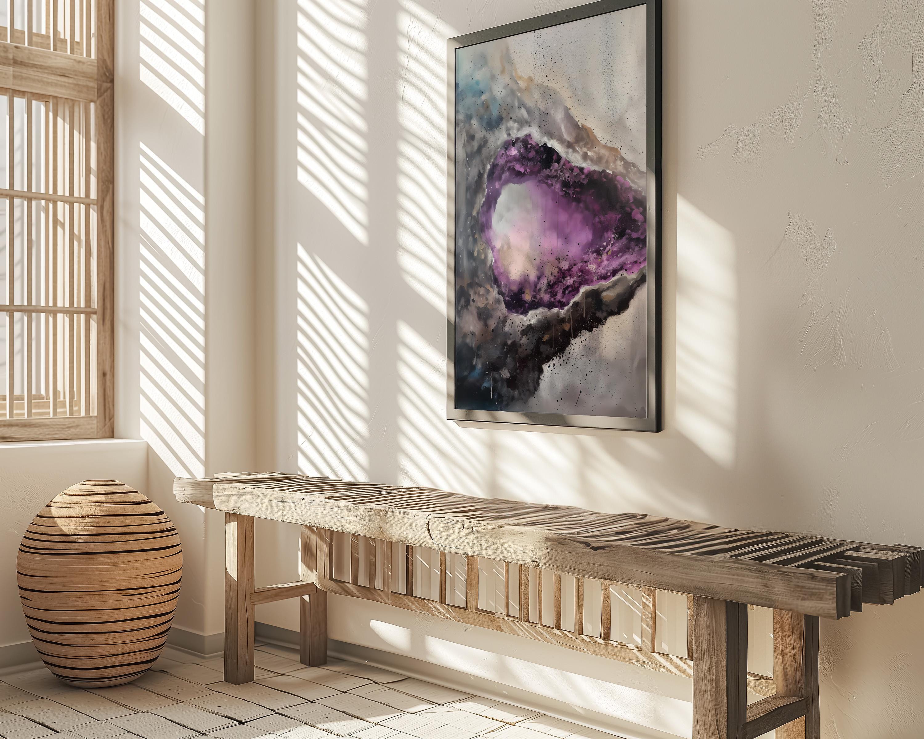 Radiant Geode Abstract Canvas Art | Elegant Blue & Gold Crystal Wall Decor