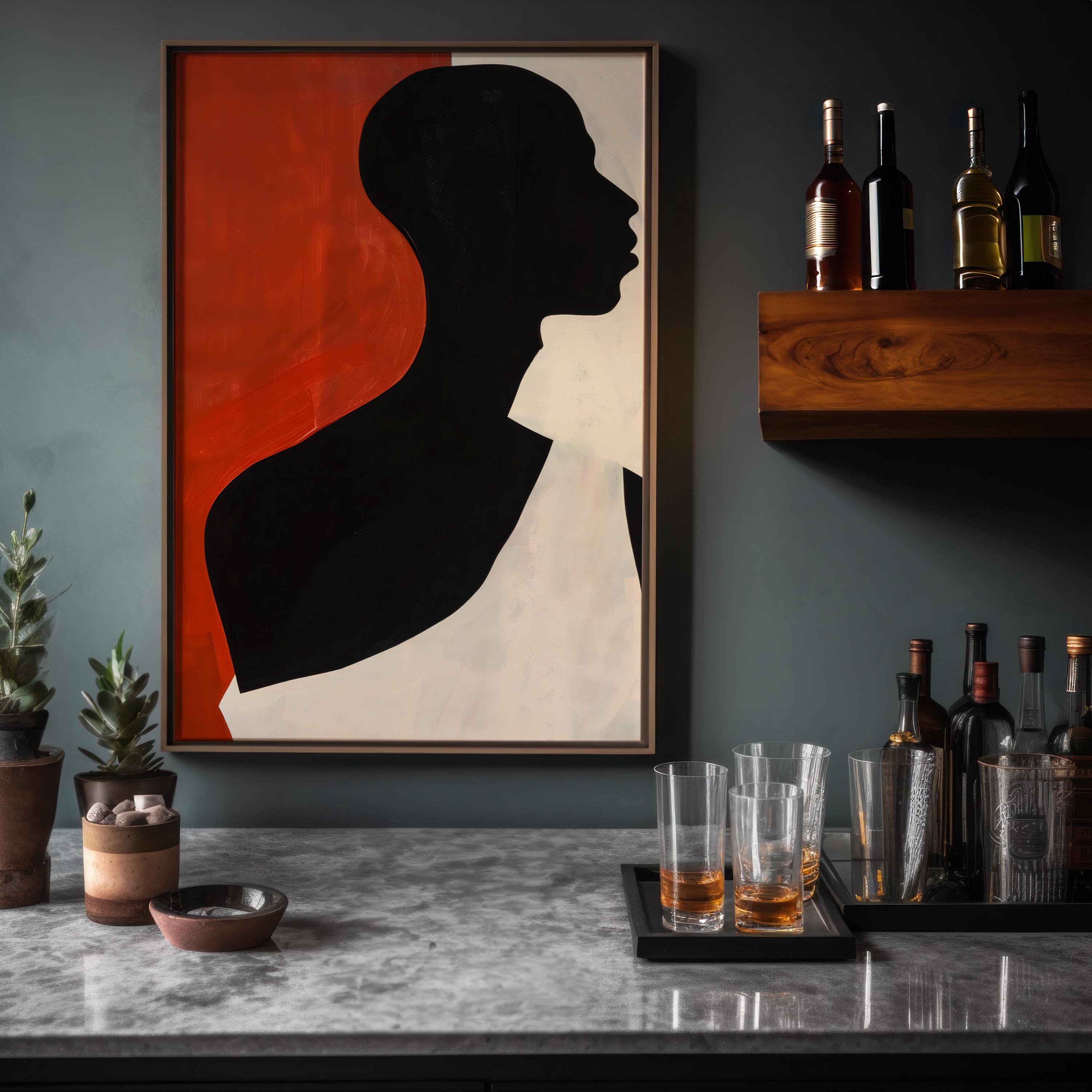 The Red Statement: Bold Minimalist Silhouette Canvas Art | Modern Red & Black Wall Decor