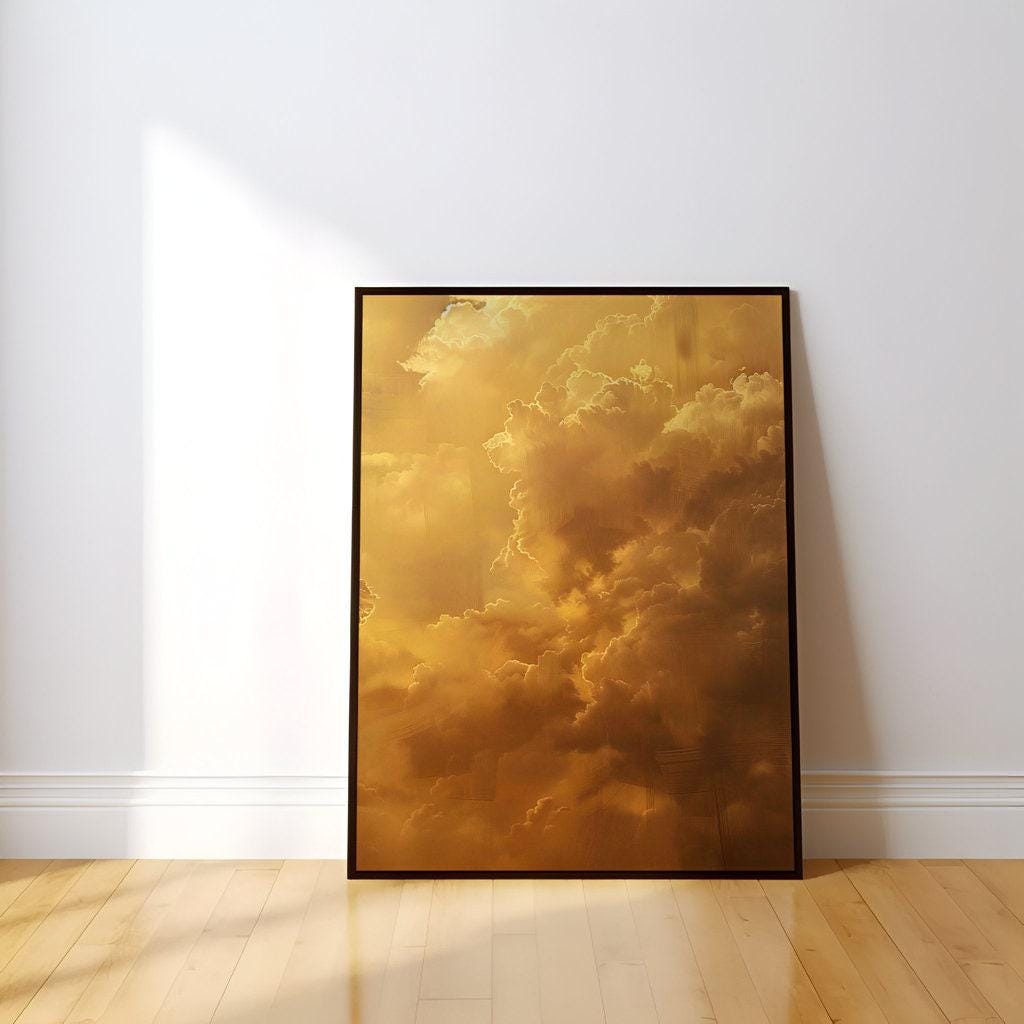 The Golden Firmament: Ethereal & Majestic Golden Cloudscape | Serene & Uplifting Sky Art