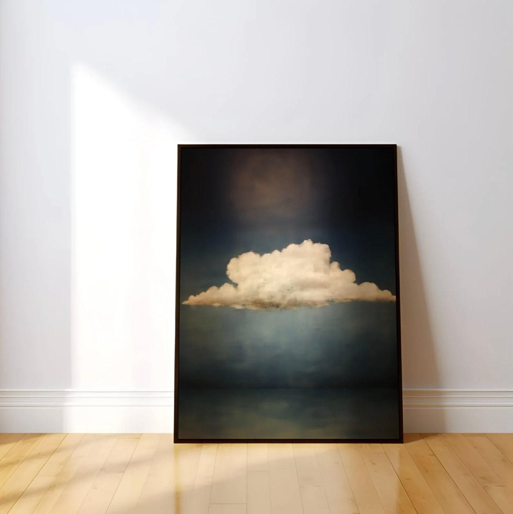 Vintage Moody Cloud Art - Minimalist Wall Decor | Serene Cloudscape Print