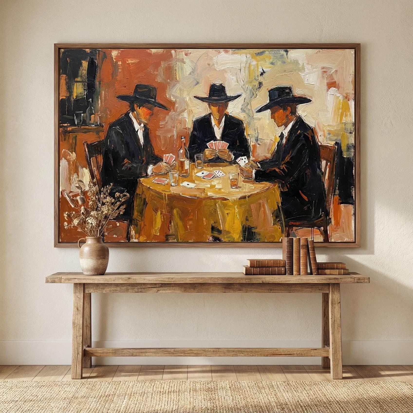 Cowboys and Card Games Wall Art: Rustic Home Decor Print