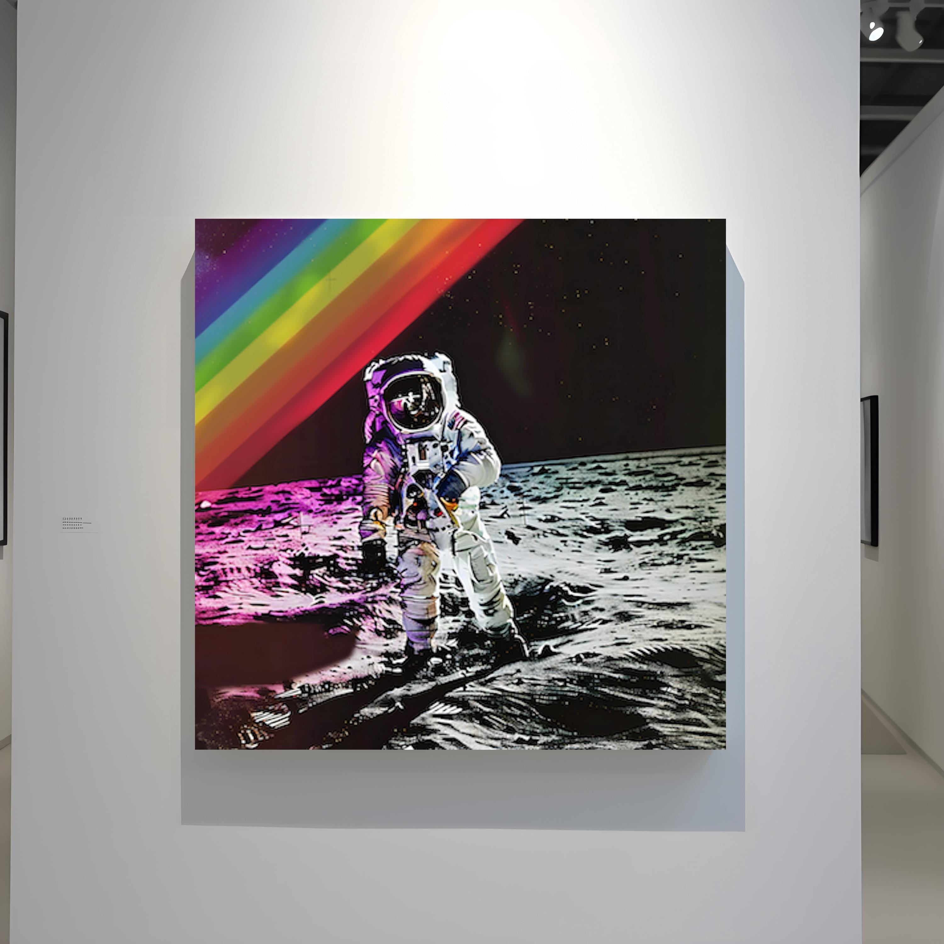 Lunar Dream: Astronaut on the Moon with Rainbow Sky | Surreal & Cinematic Space Art