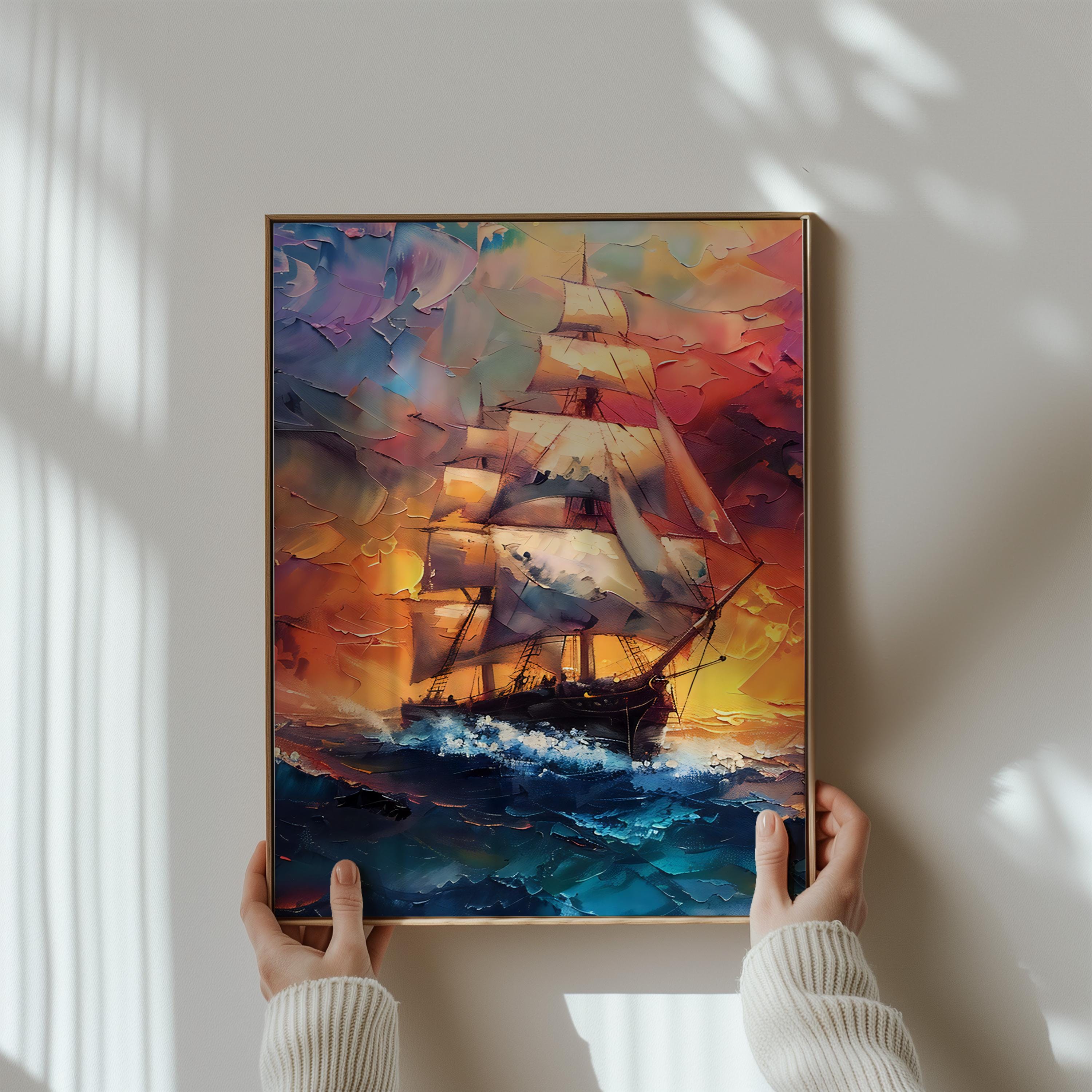 The Fire Ship: Dramatic Sailing Adventure Art | Supernatural & Otherworldly Seascape