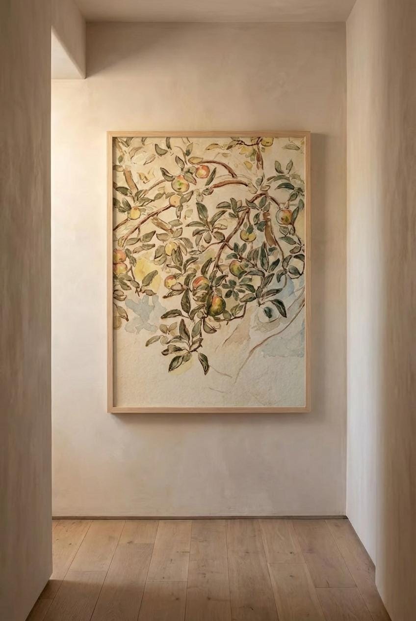 Vintage Apple Tree Print – Rustic Fruit Illustration | Botanical Wall Art