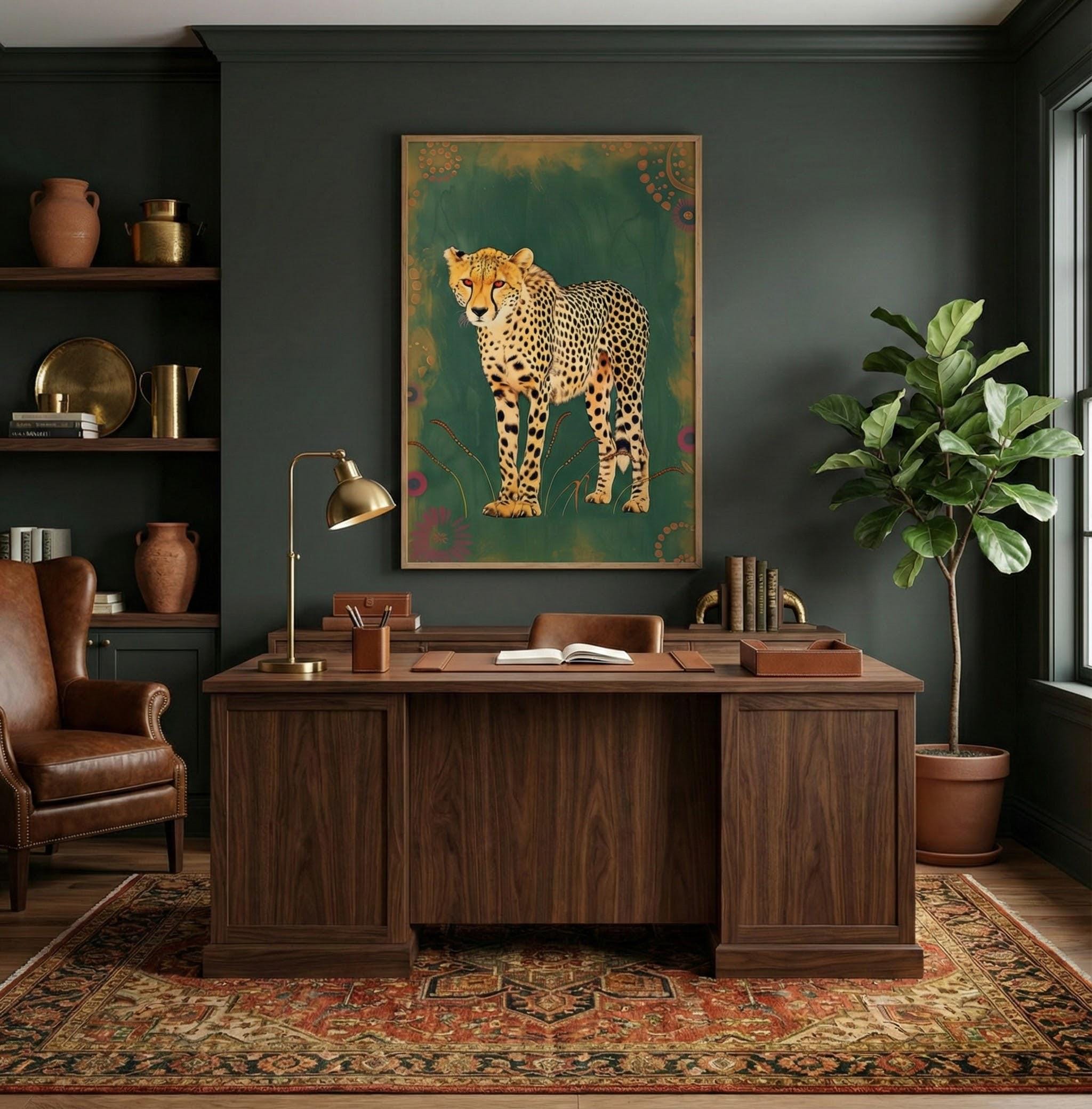 Bohemian Cheetah Canvas Art, Modern Wildlife Patterns (Ready to Hang)