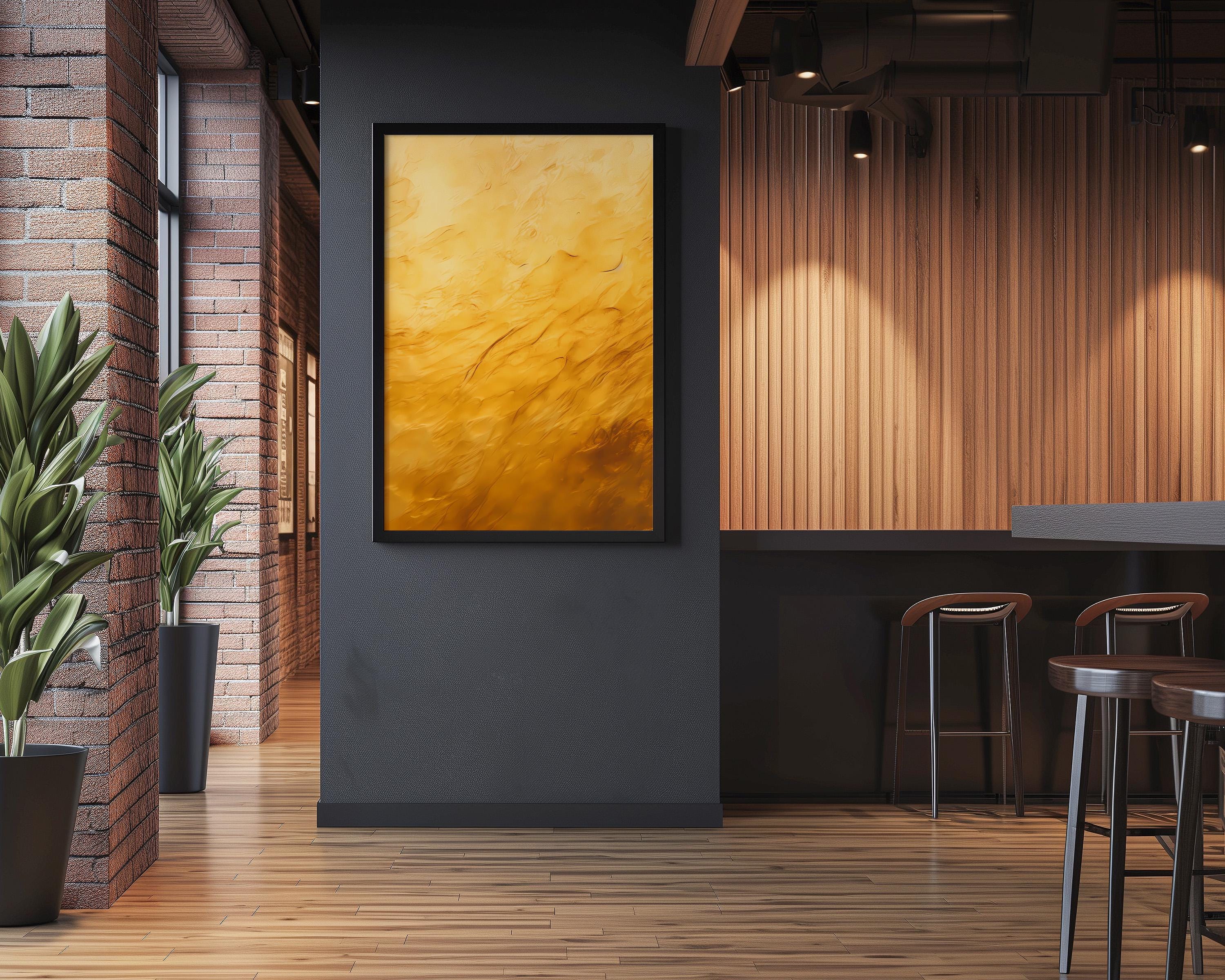Golden Light Abstract: Ethereal Yellow & Gold Art Print | Modern & Luminous Wall Decor