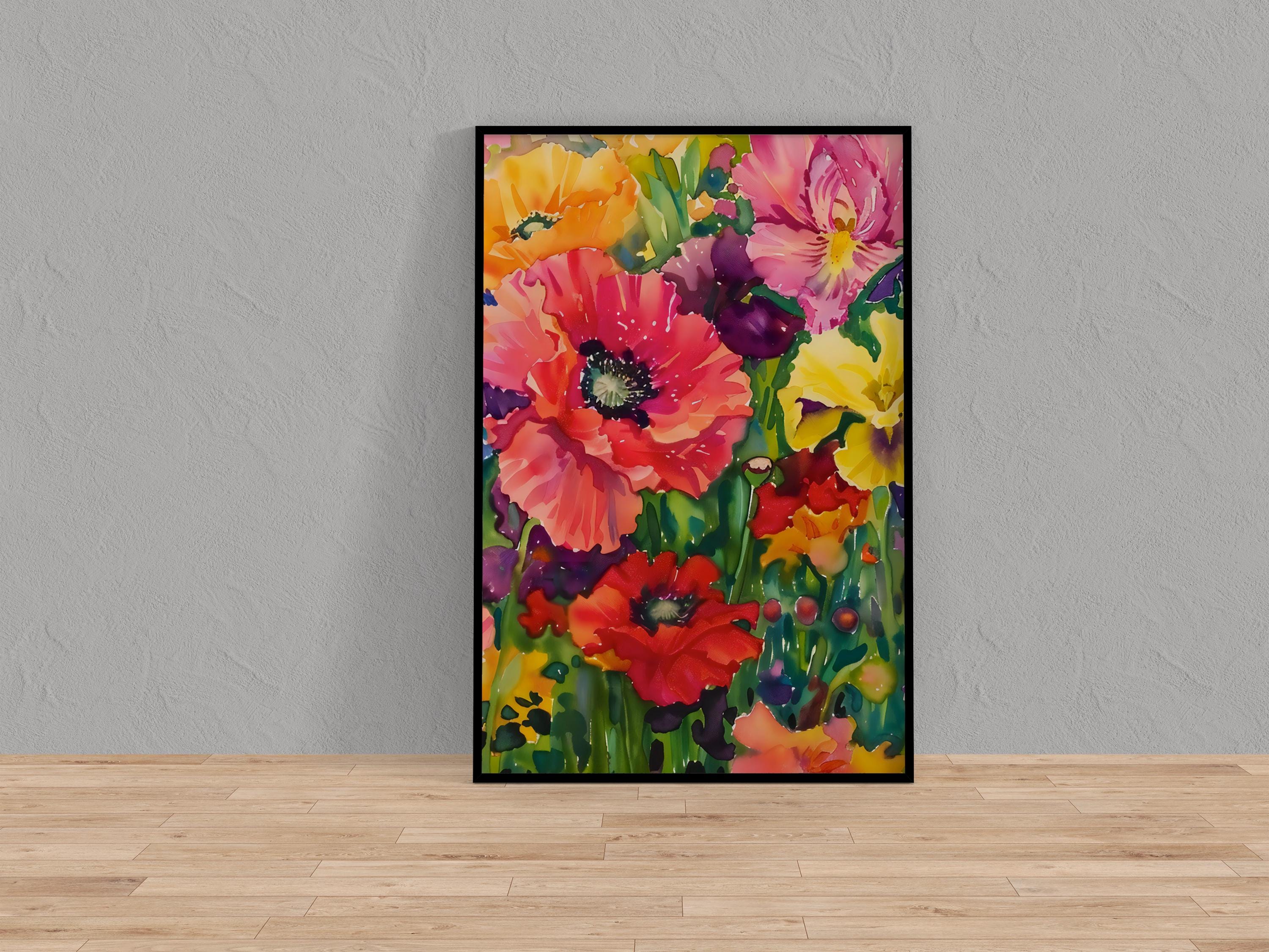 The Joyful Field: Vibrant & Colorful Wildflower Meadow | Impressionist Floral Wall Art