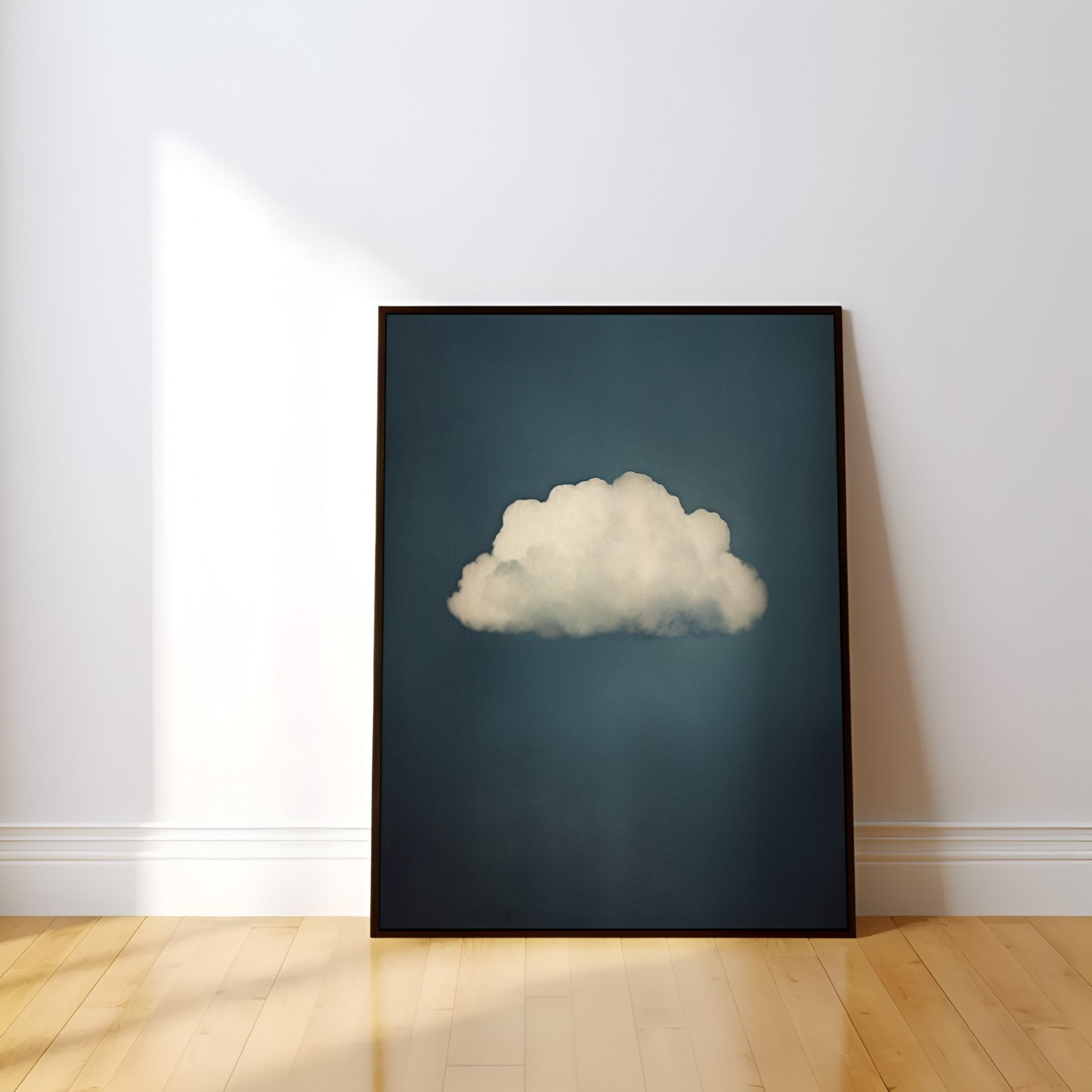 Emerald Serenity: Minimalist Moody Cloud Art Print | Calming Green & Black Wall Decor