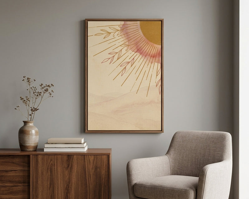 Boho Gold Sun & Botanical Rays Art Print