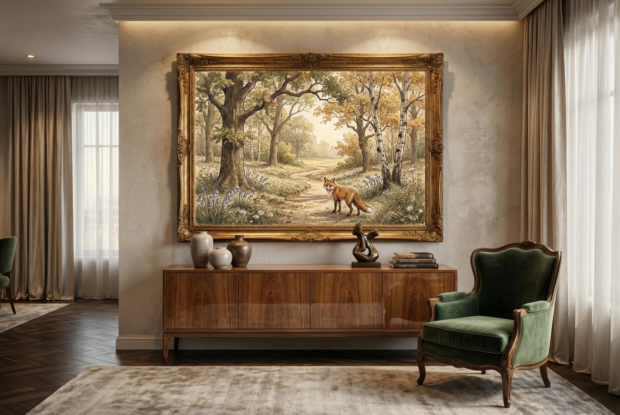 Art Print: Fox and Wine Glass - Matte, Canvas, Framed