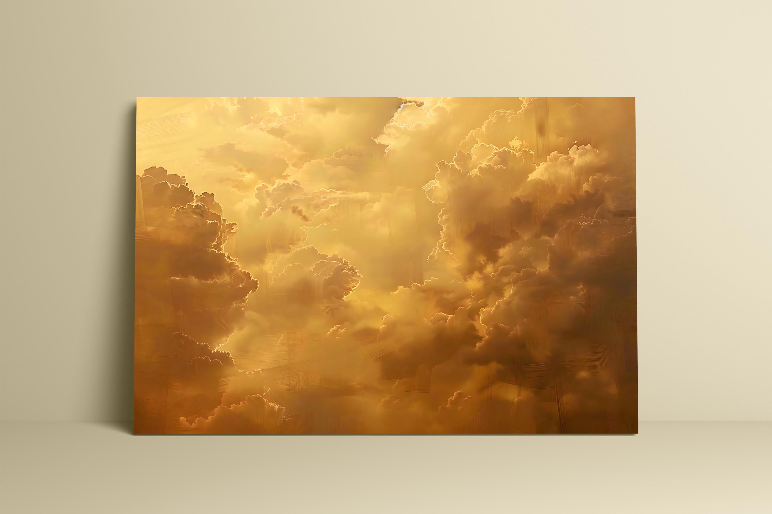 The Golden Firmament: Ethereal & Majestic Golden Cloudscape | Serene & Uplifting Sky Art