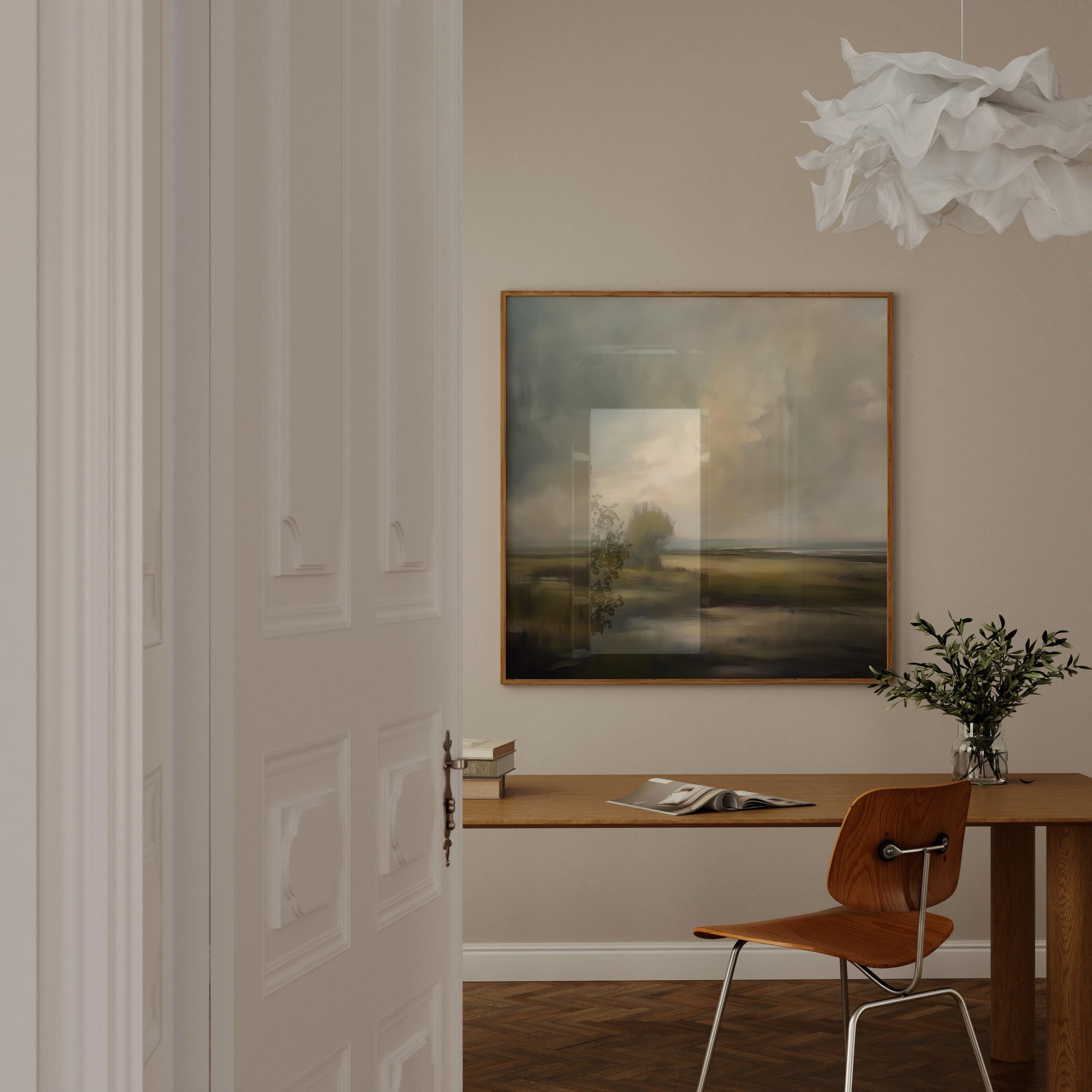 Moody Vintage Landscape Print: Rustic Countryside Art (Canvas or Framed)