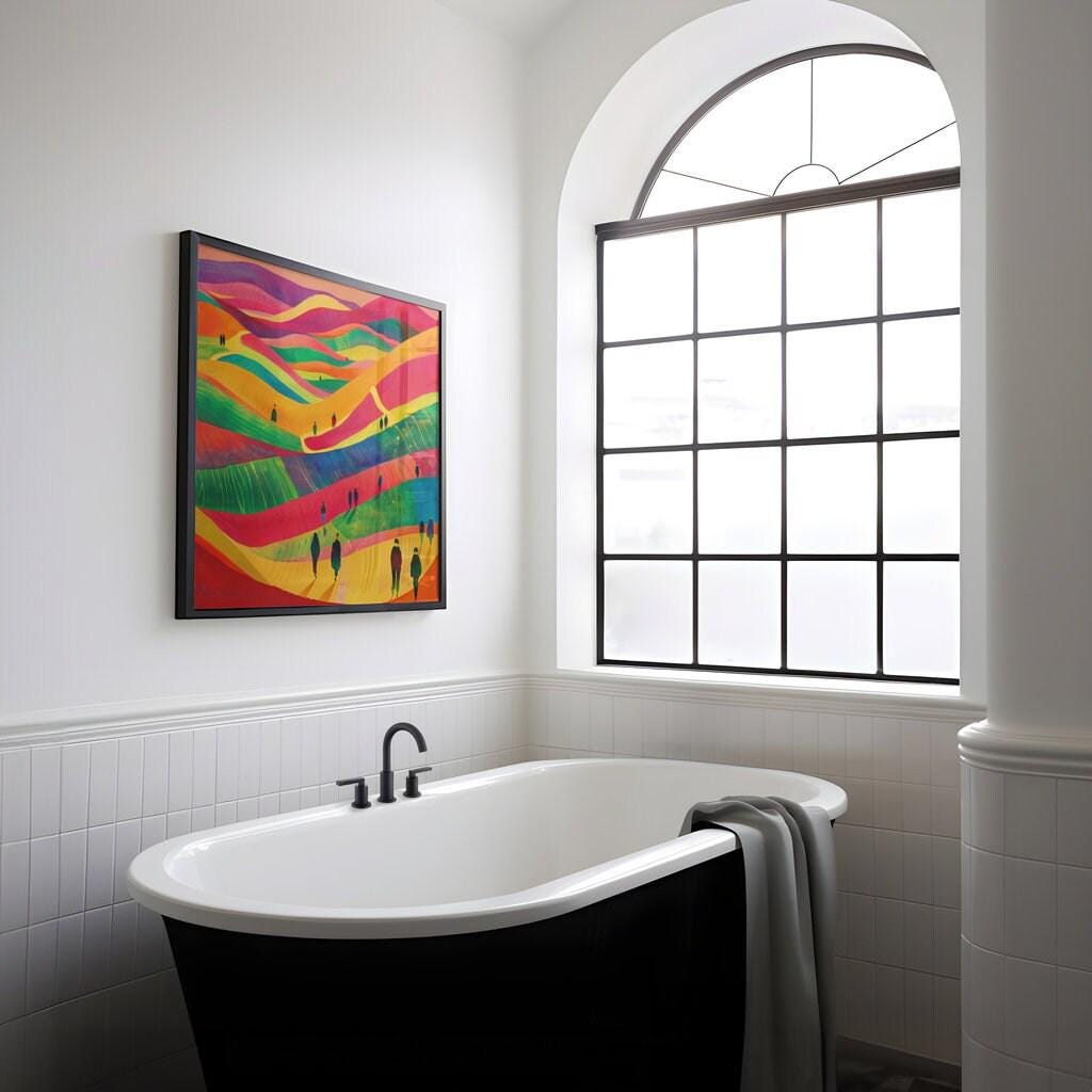 Dreamscape Journey: Surreal & Vibrant Abstract Landscape | Whimsical & Colorful Wall Art