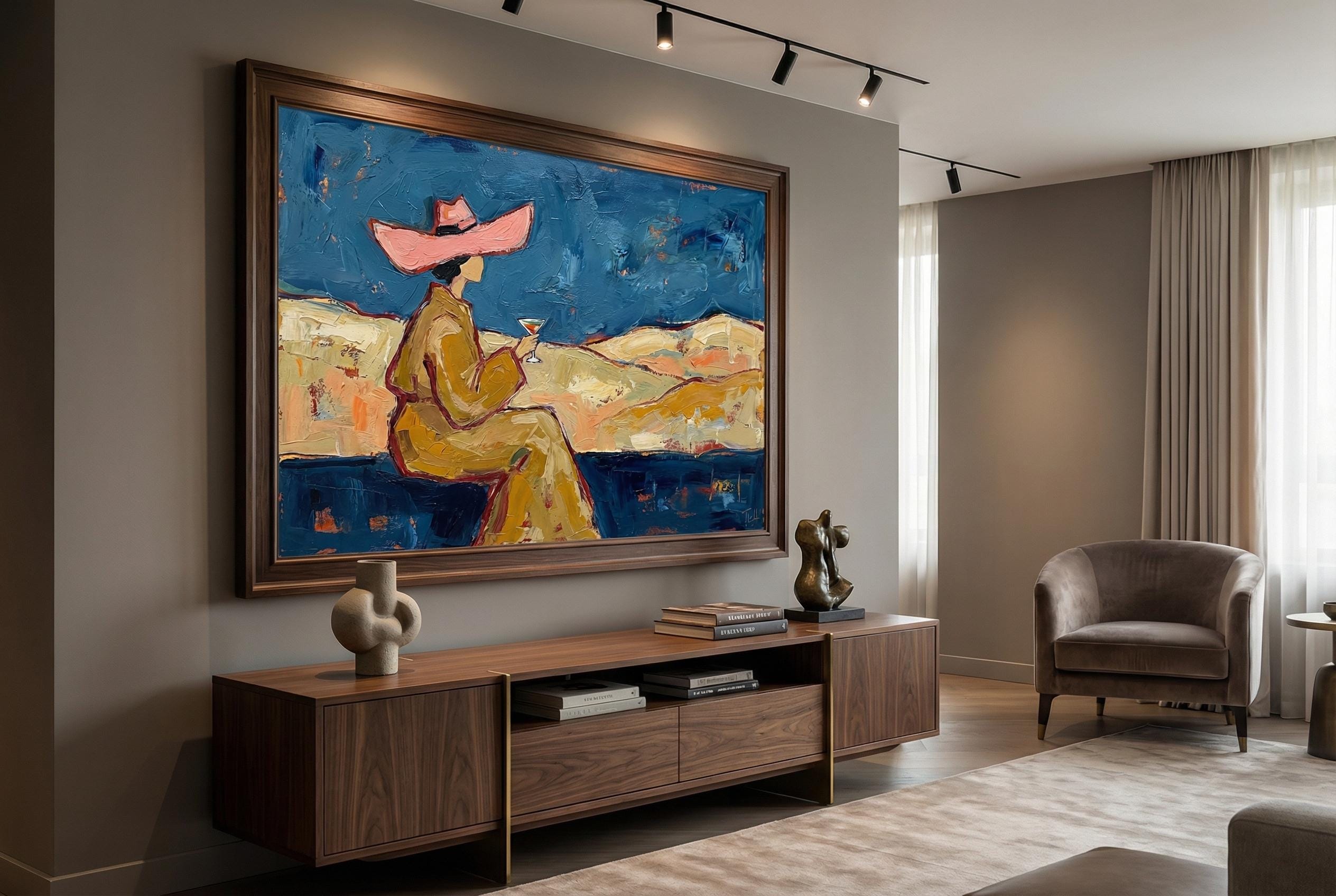 Pink Cowgirl Wall Art Print - Abstract Drink Design