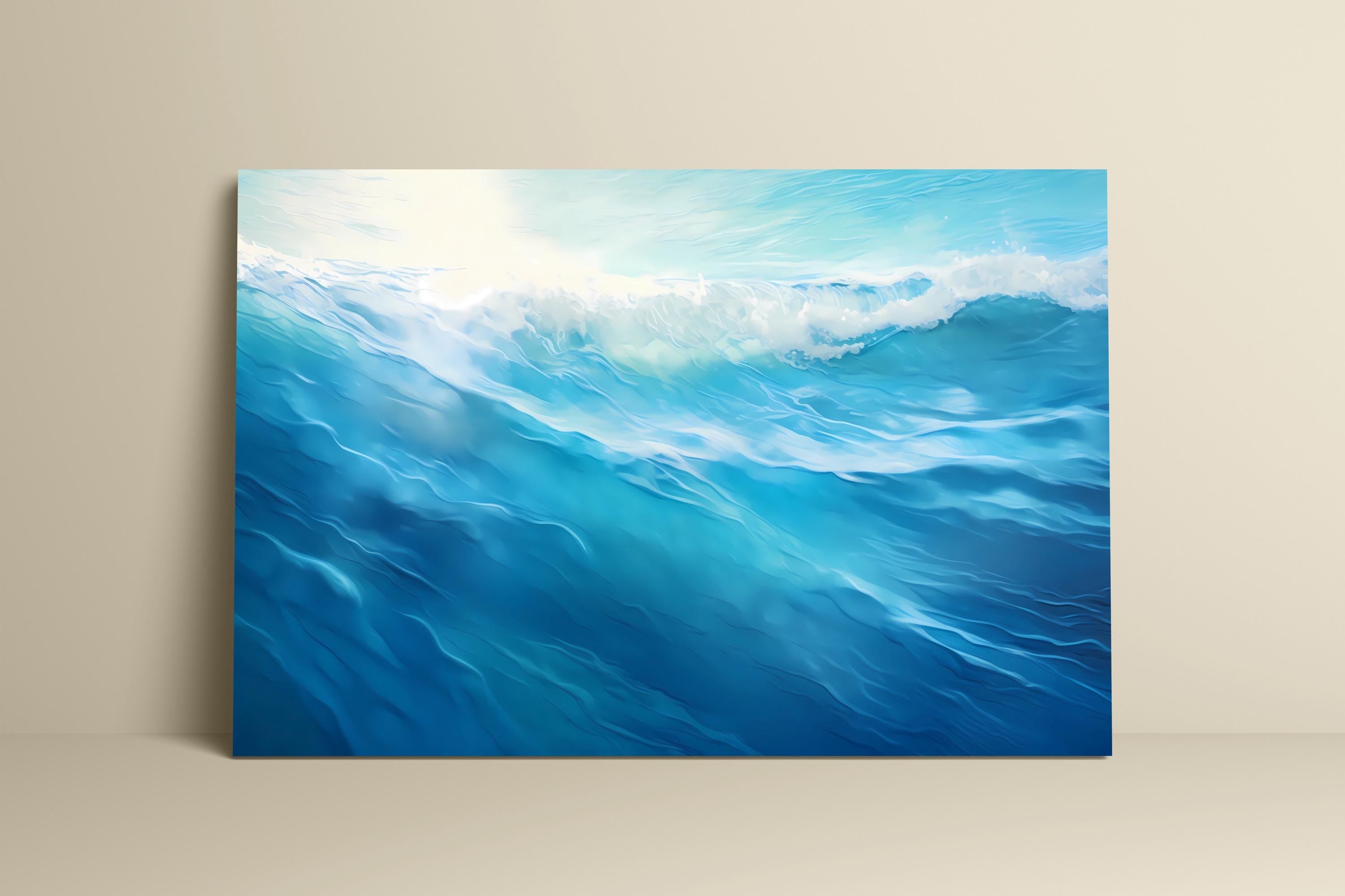 Oceanic Dreamscape: Abstract Blue Wave Art Print | Serene & Modern Framed Wall Decor