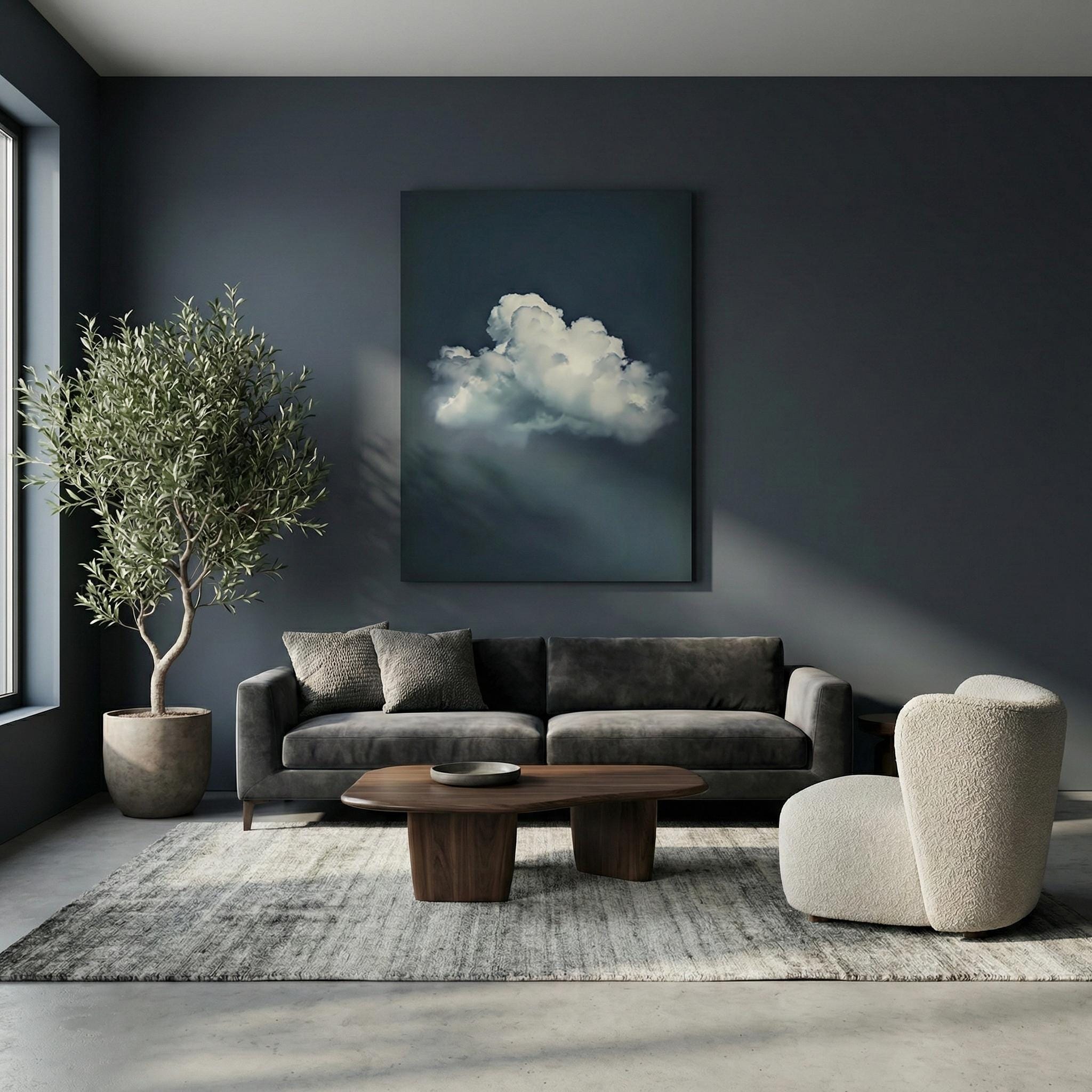 Moody Cloud Wall Art: Serene Blue Sky - Minimalist Home Decor