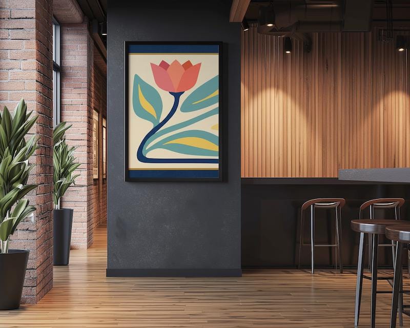 Tulip Wall Art: Danish Pastel Floral - Mid Century Modern Style
