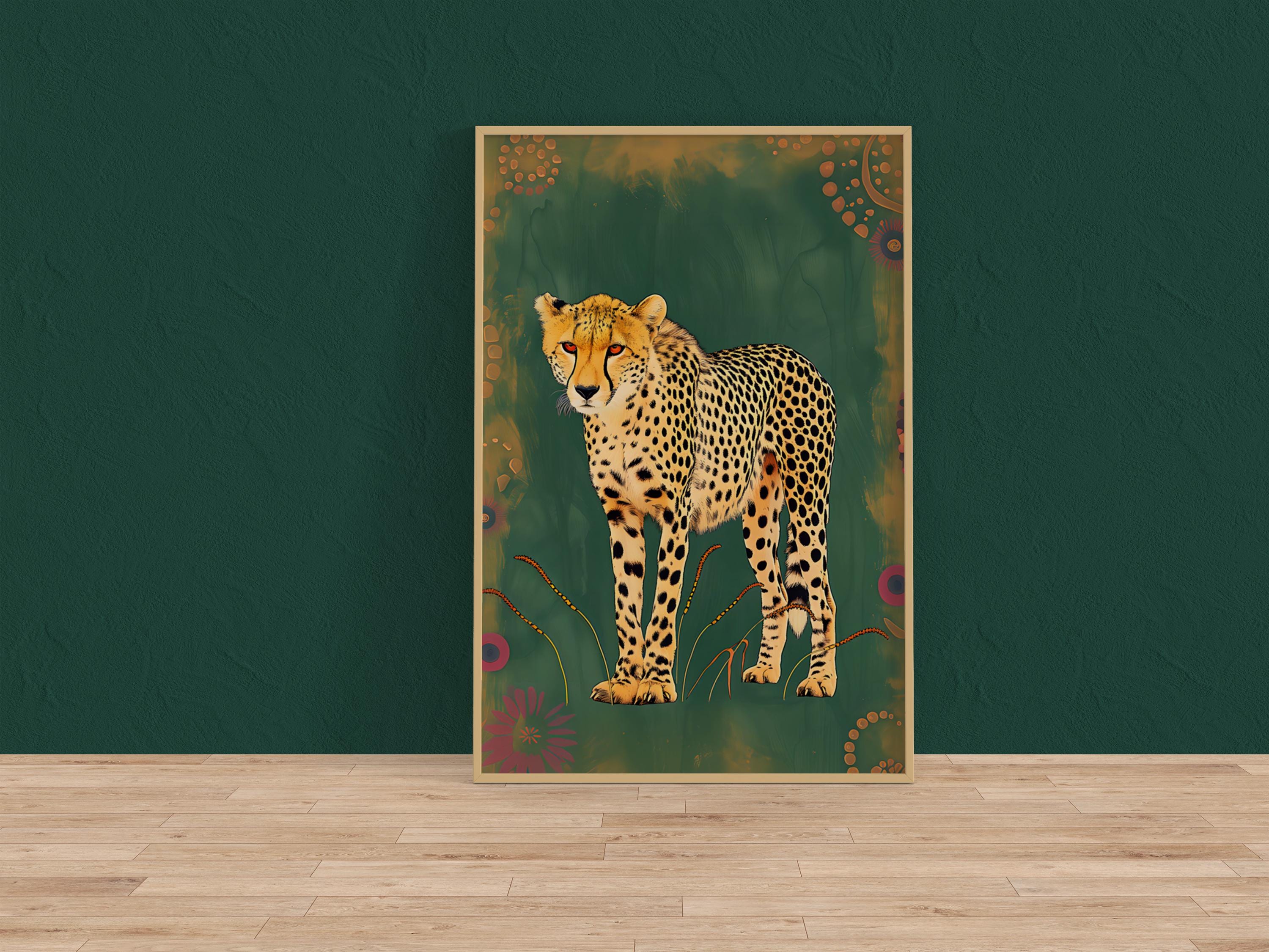 Bohemian Cheetah Canvas Art, Modern Wildlife Patterns (Ready to Hang)