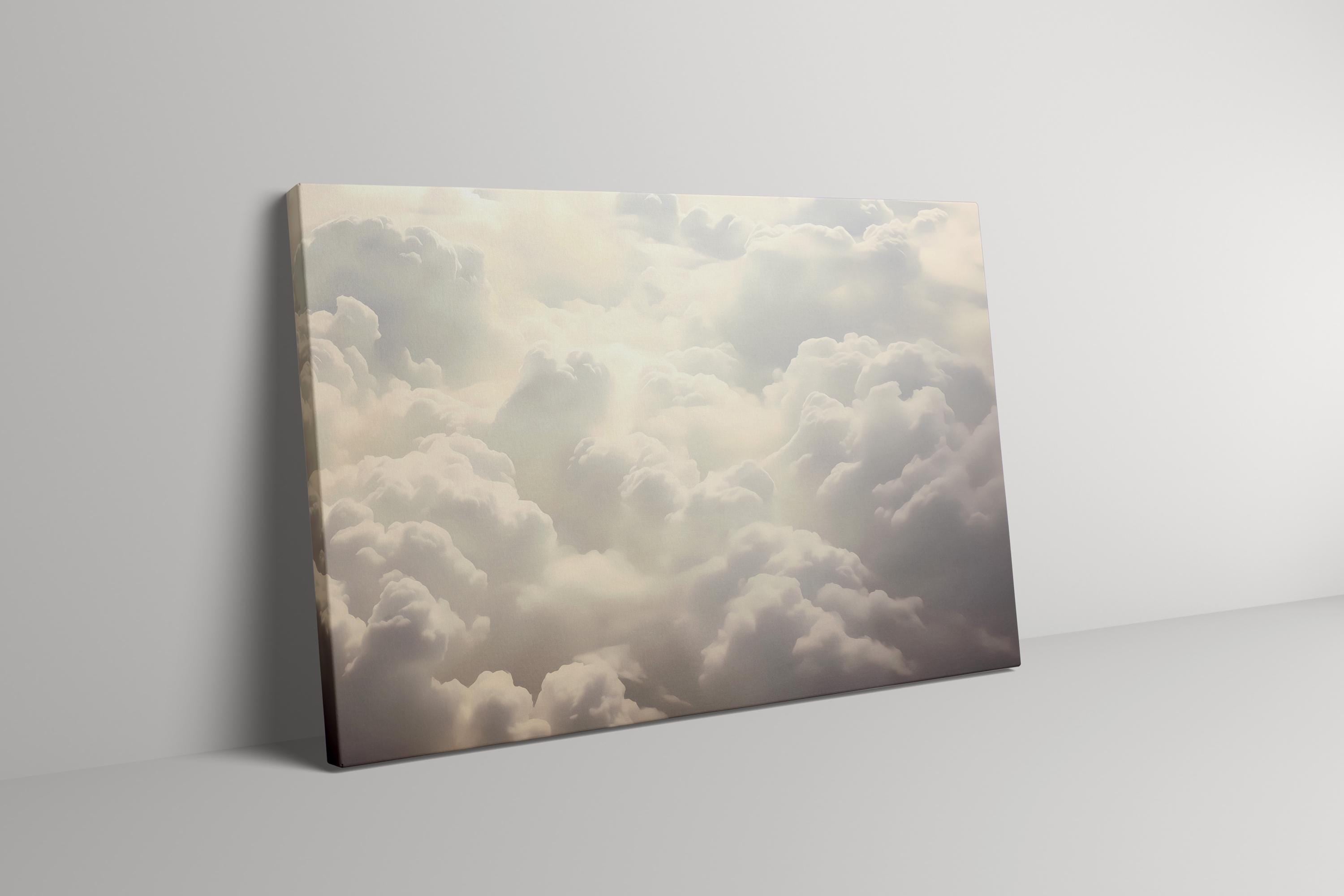 Ethereal Cloudscape: Abstract White Art Print | Serene & Elegant Framed Wall Decor