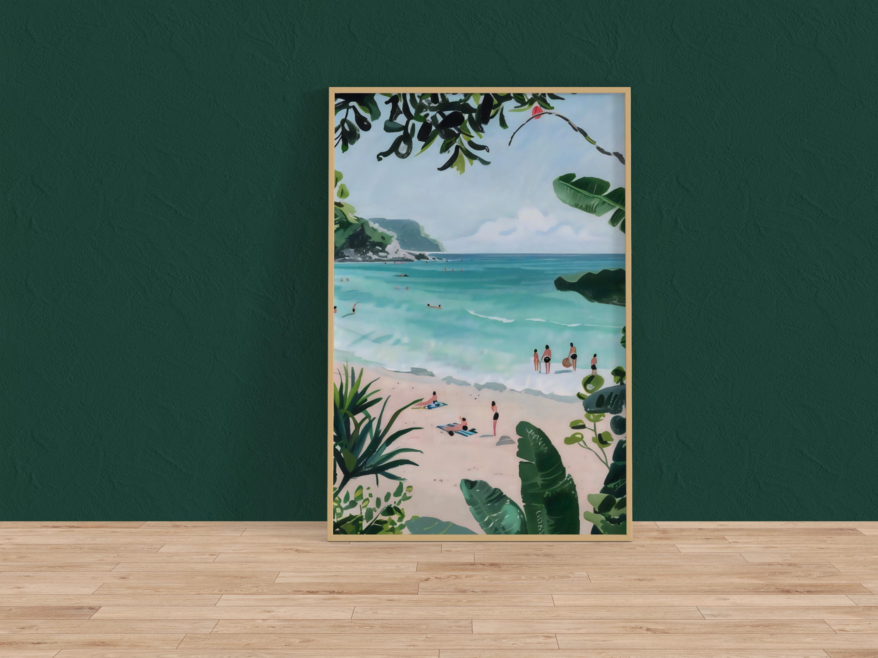 Tropical Paradise Beach Scene Art | Serene Ocean & Palm Tree Canvas Wall Decor