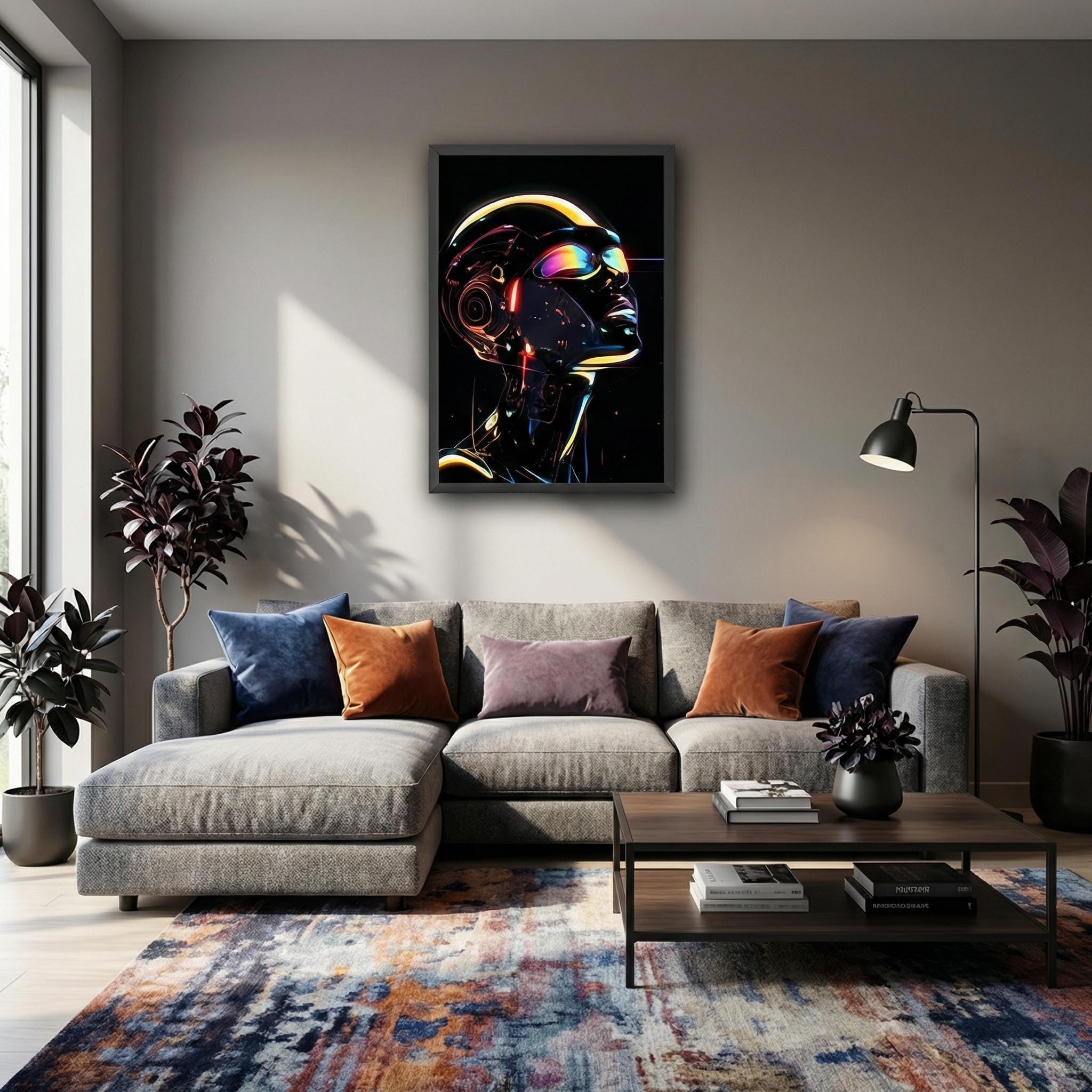 Android's Contemplation Wall Art: Minimalist Celestial Canvas Print
