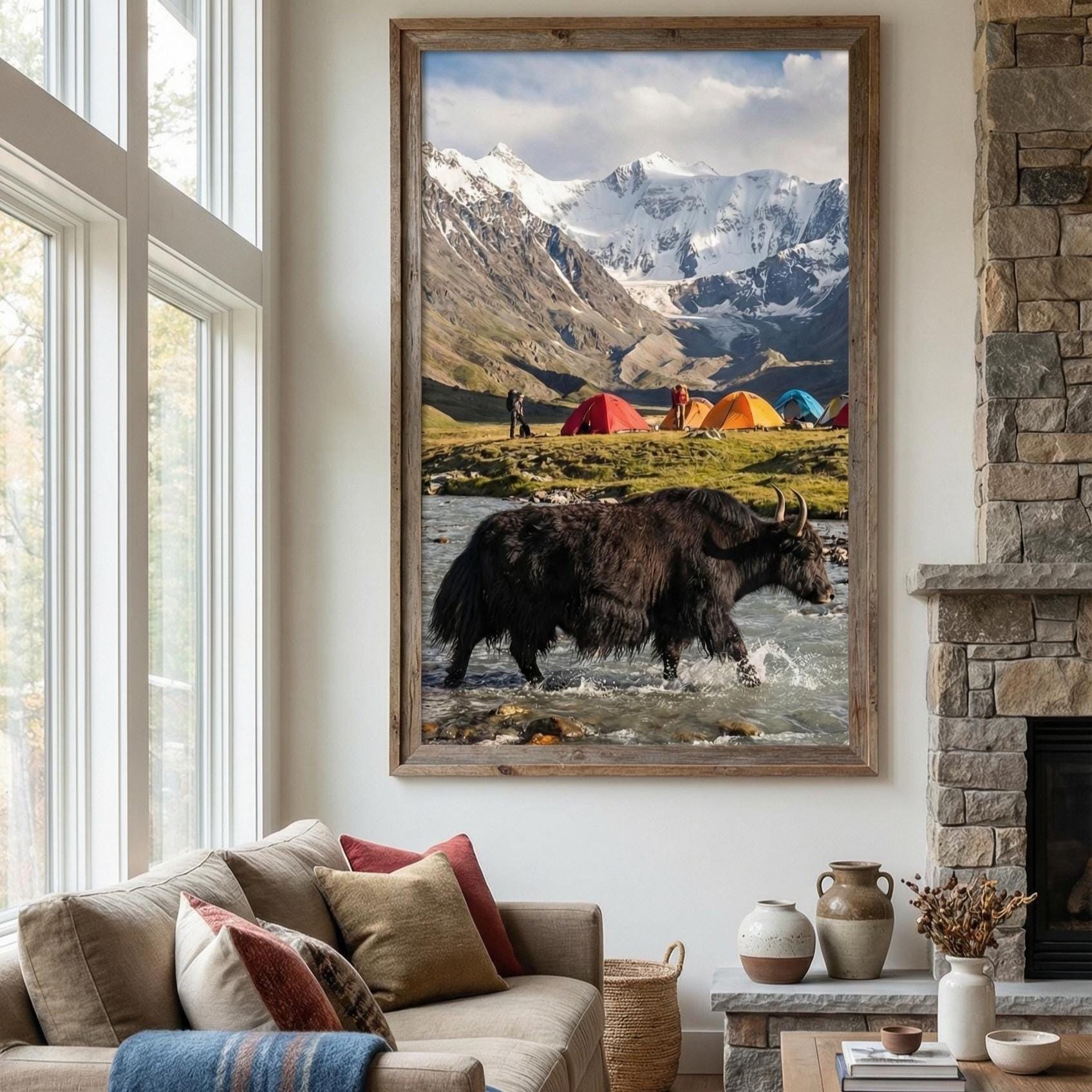 Bull Crossing River Print: Landscape Wall Art (Framed or Canvas)