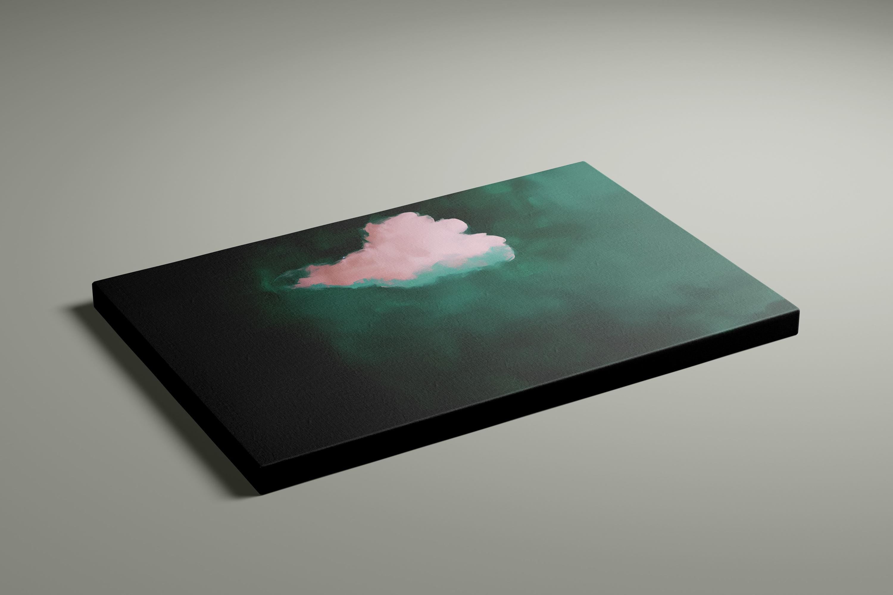 The Emerald Dream: Maximalist Pink & Green Abstract Cloud Art | Moody & Sophisticated Wall Decor