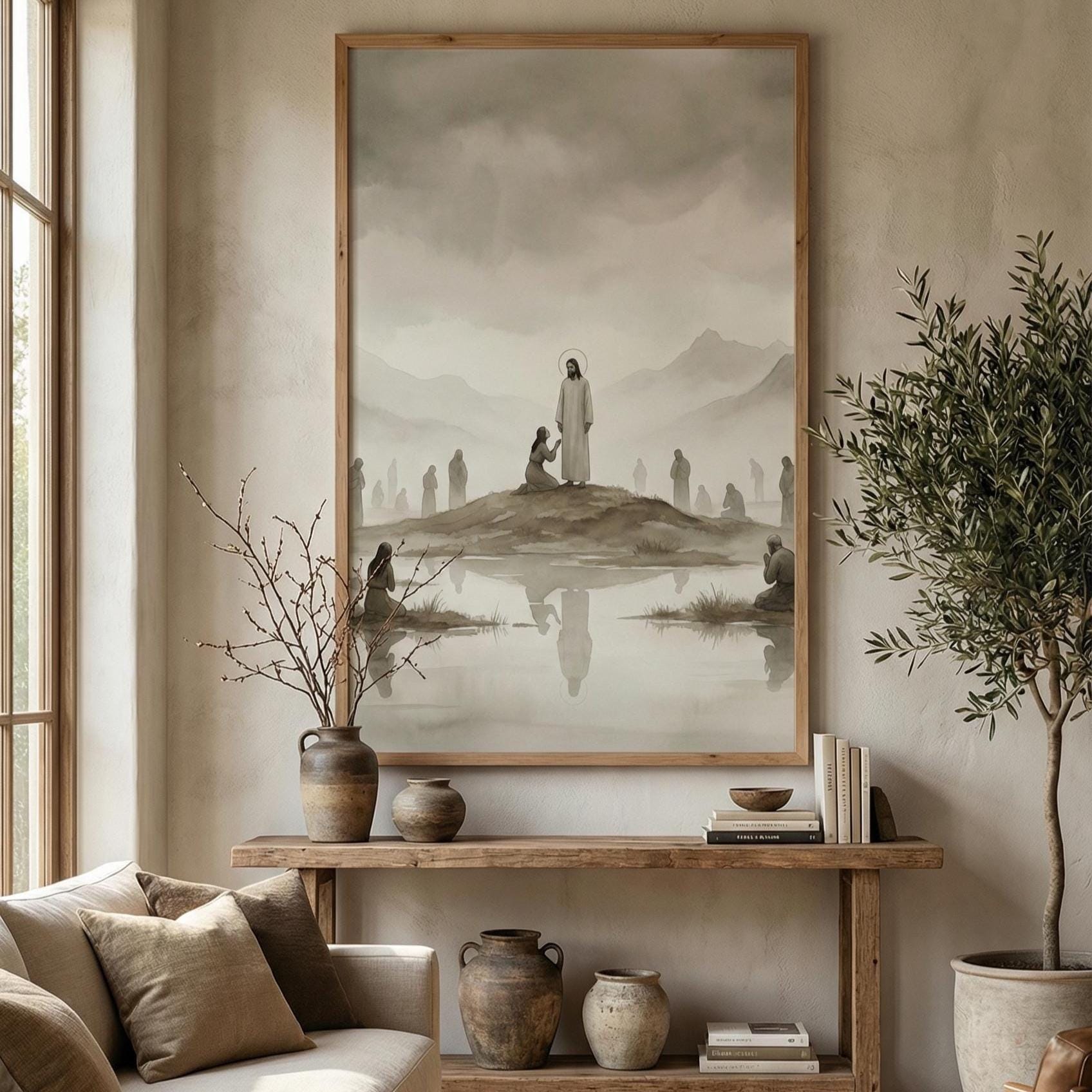 Christian Jesus Wall Art - Floral Design for Living Spaces