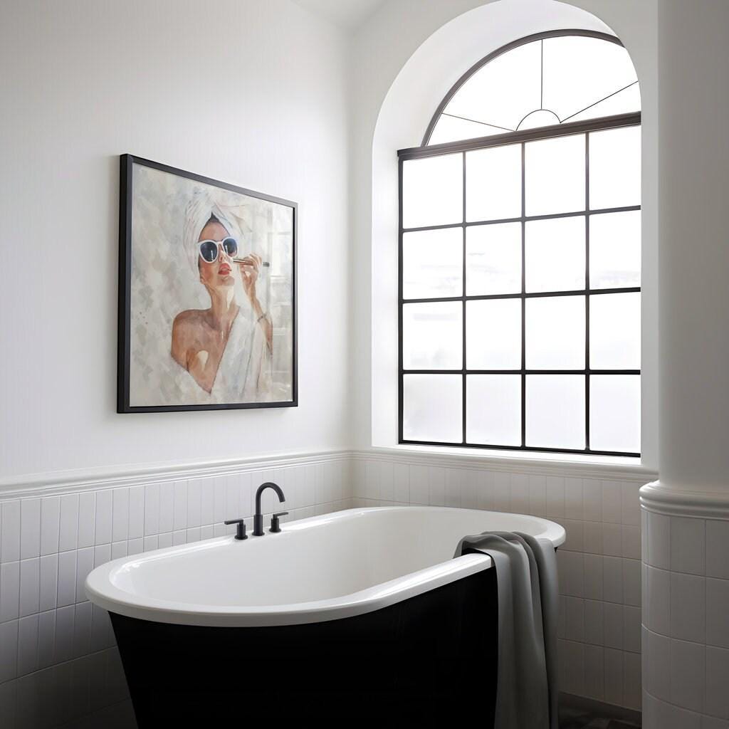 Morning Glamour: Modern Woman in Sunglasses & Robe Art | Chic Fashion Wall Decor