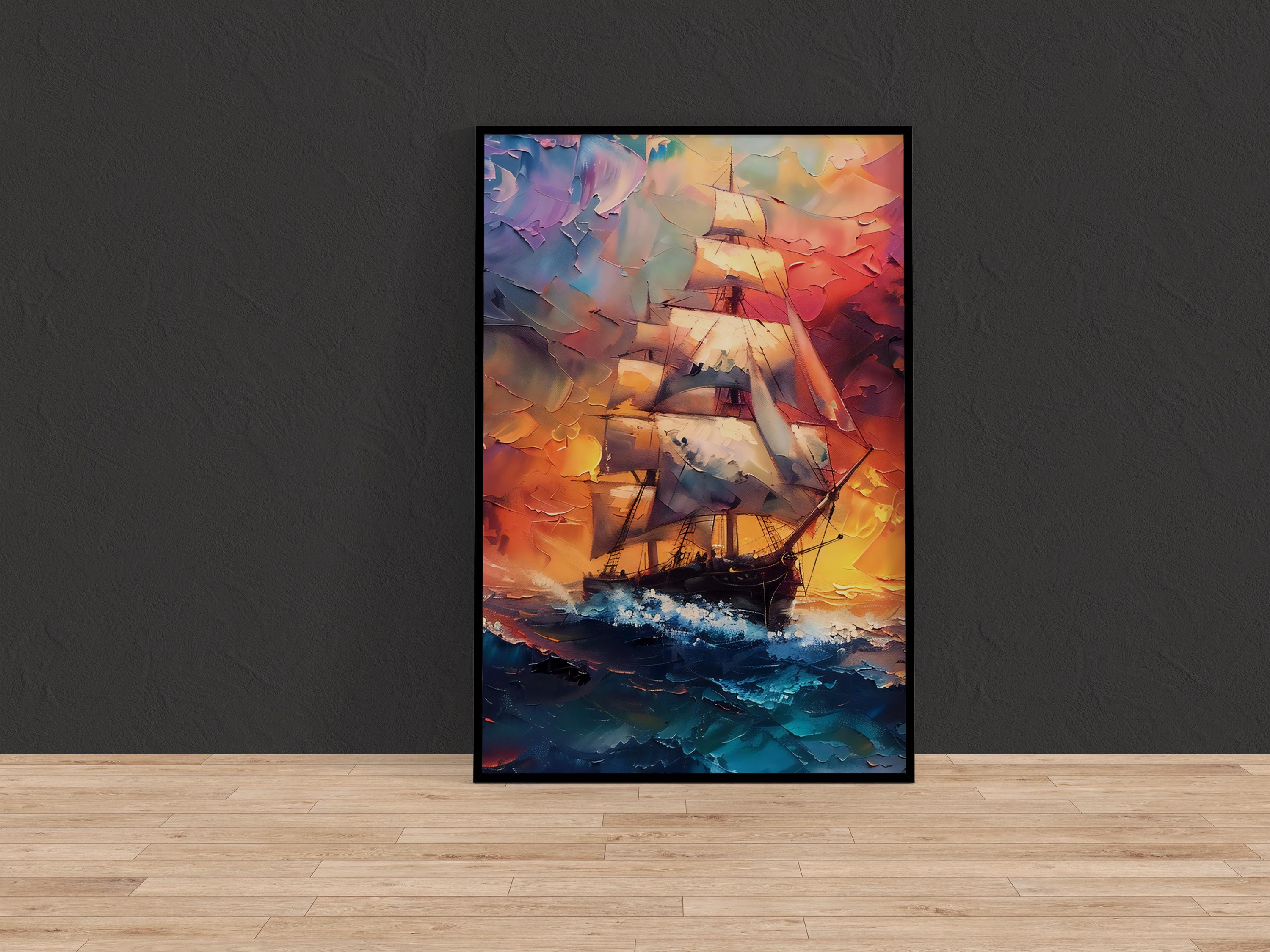 The Fire Ship: Dramatic Sailing Adventure Art | Supernatural & Otherworldly Seascape