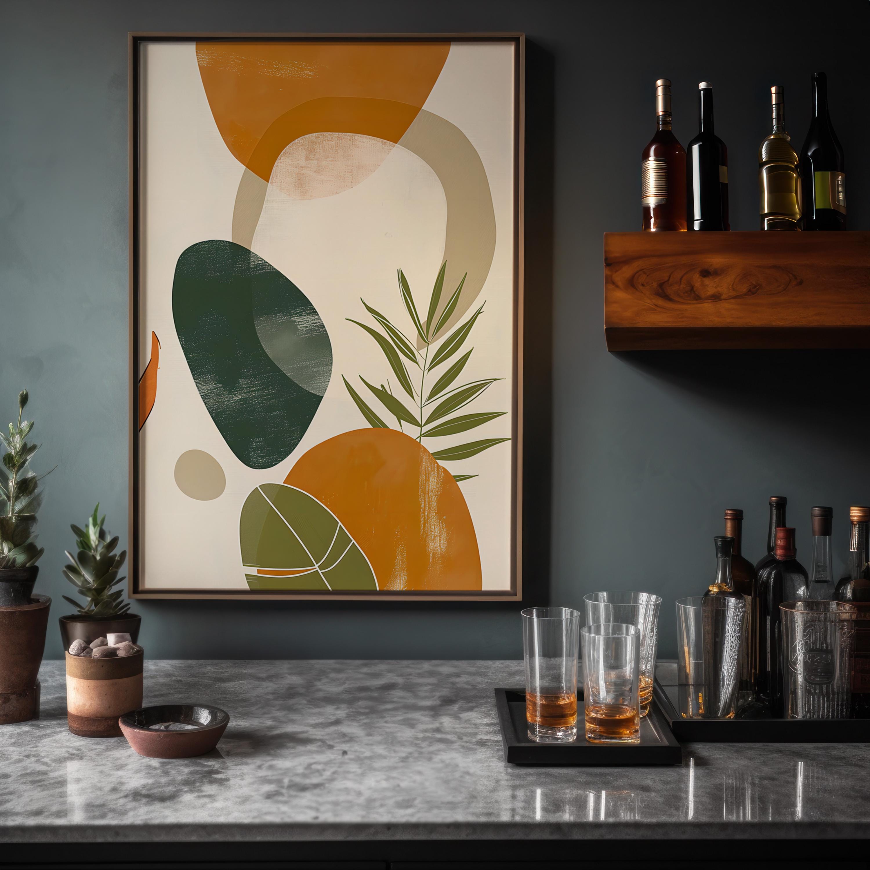 Tropical Rhythms: Mid-Century Modern Abstract Leaf Art | Boho Chic Wall Decor